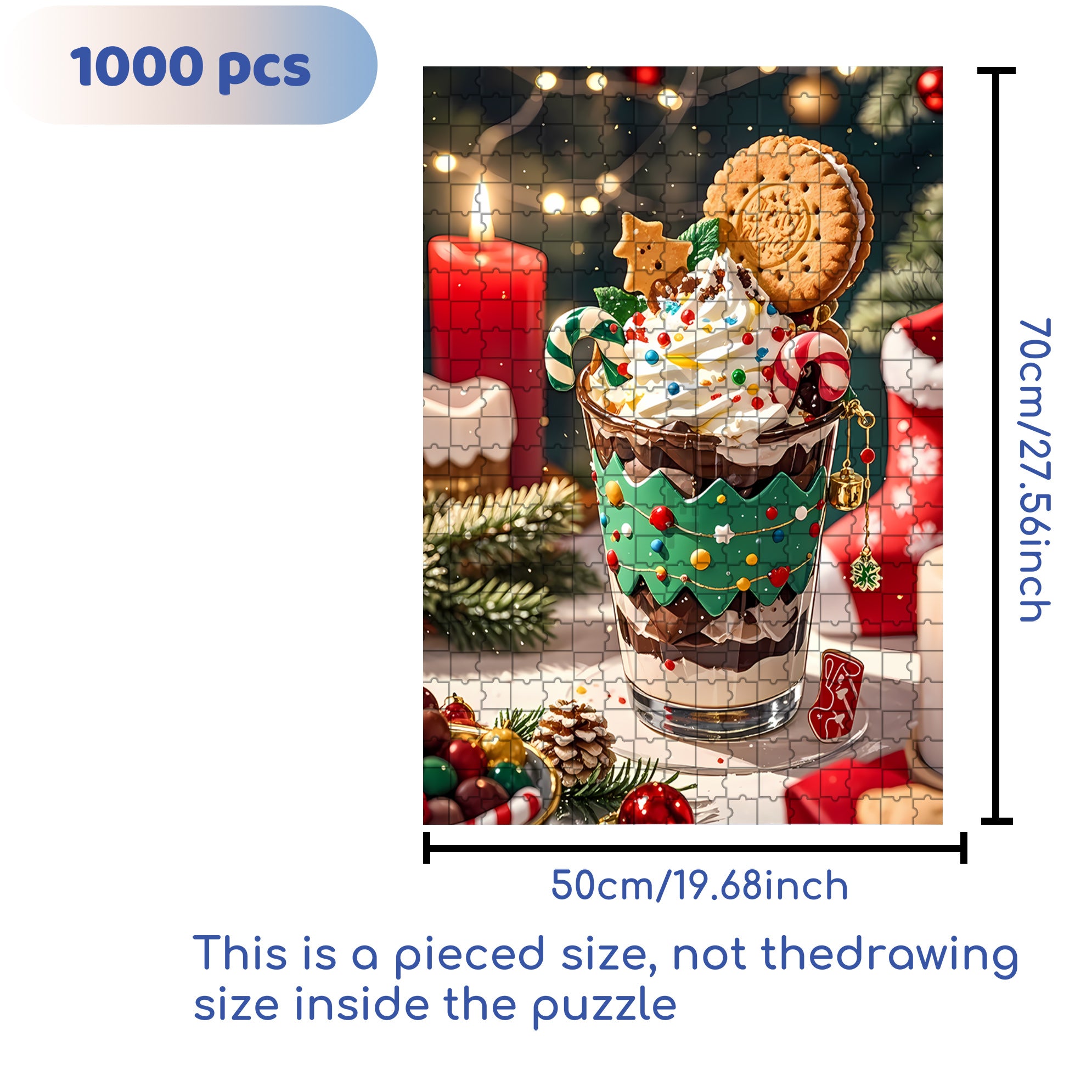 Christmas Parfait 500pcs/1000pcs Jigsaw Puzzle, Scratch-Resistant, Interactive Family Game & Brain-Boosting DIY Decor, Perfect for Halloween, Christmas & New Year Gifts, Family Puzzle Game