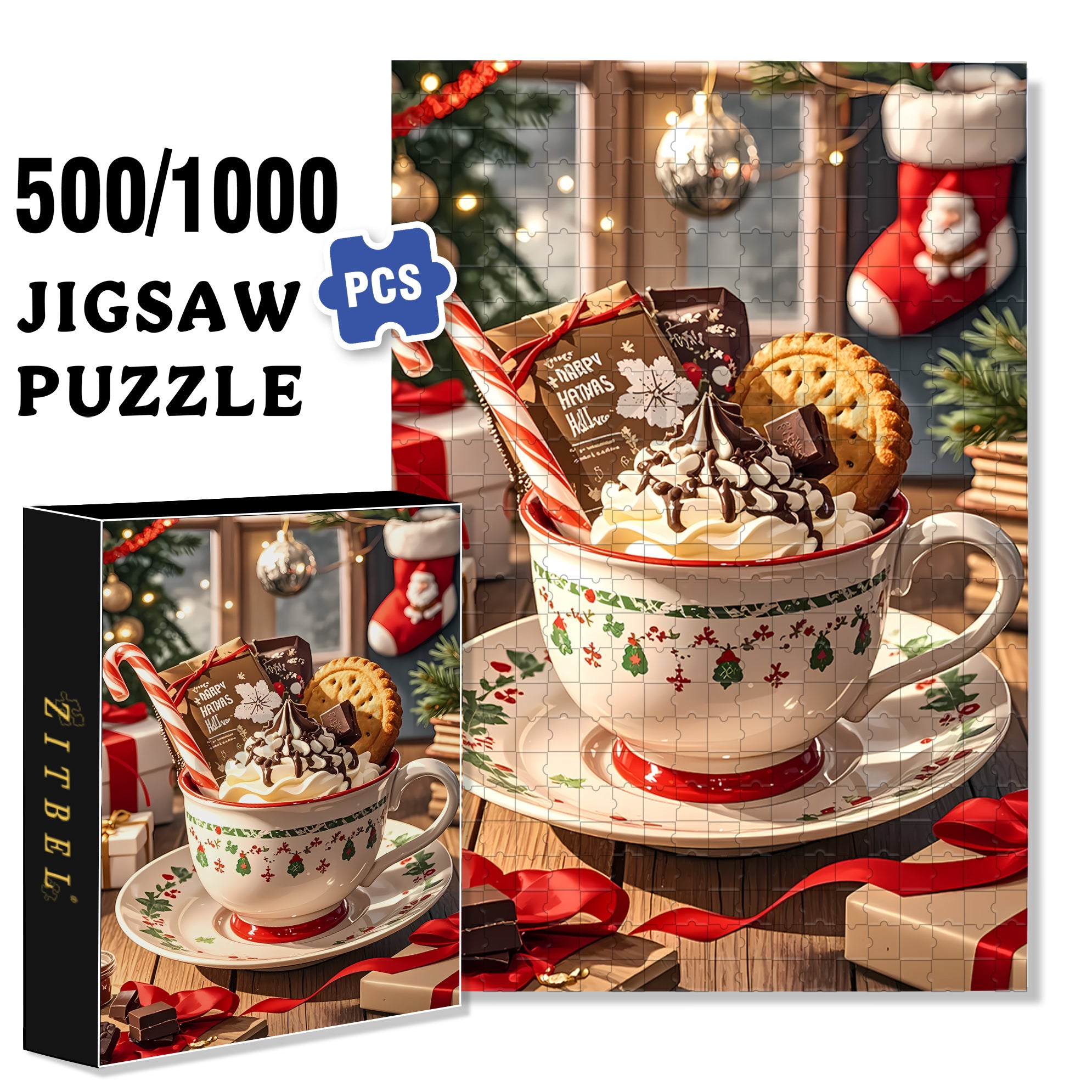 Christmas Parfait2 500pcs/1000pcs Jigsaw Puzzle, Scratch-Resistant, Interactive Family Game & Brain-Boosting DIY Decor, Perfect for Halloween, Christmas & New Year Gifts, Family Puzzle Game