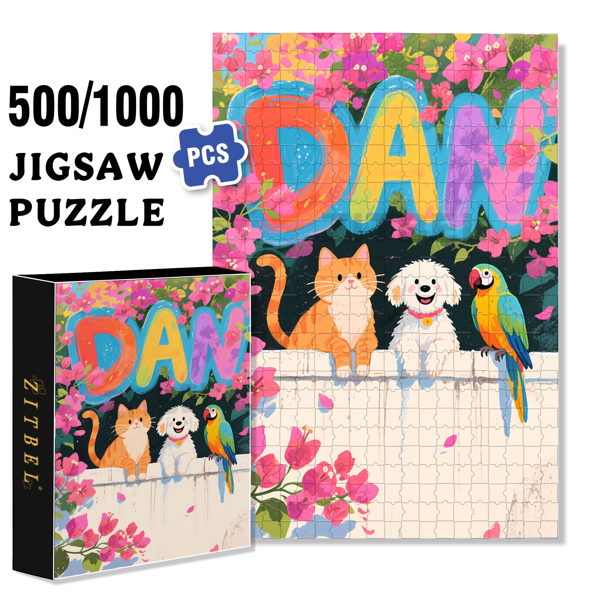 Dan 500pcs/1000pcs Jigsaw Puzzle, Scratch-Resistant, Interactive Family Game & Brain-Boosting DIY Decor, Perfect for Halloween, Christmas & New Year Gifts, Family Puzzle Game