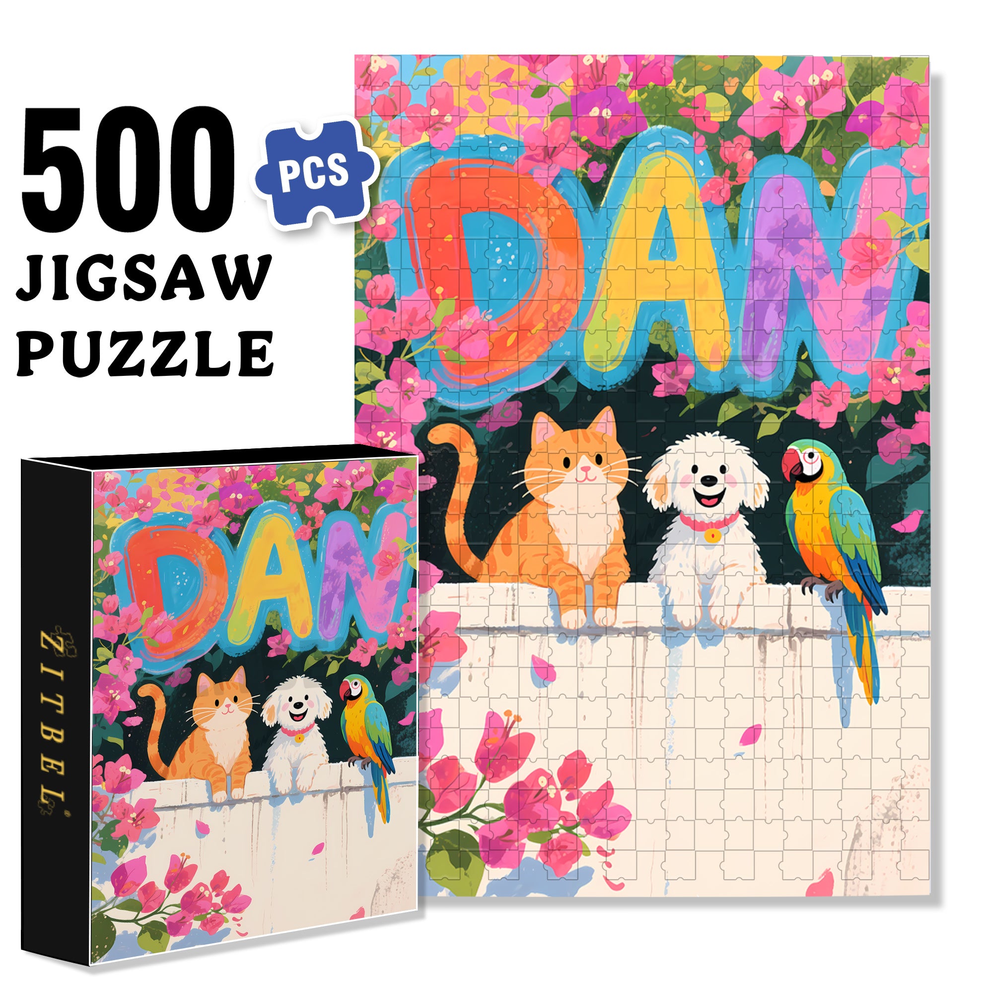 Dan 500pcs/1000pcs Jigsaw Puzzle, Scratch-Resistant, Interactive Family Game & Brain-Boosting DIY Decor, Perfect for Halloween, Christmas & New Year Gifts, Family Puzzle Game