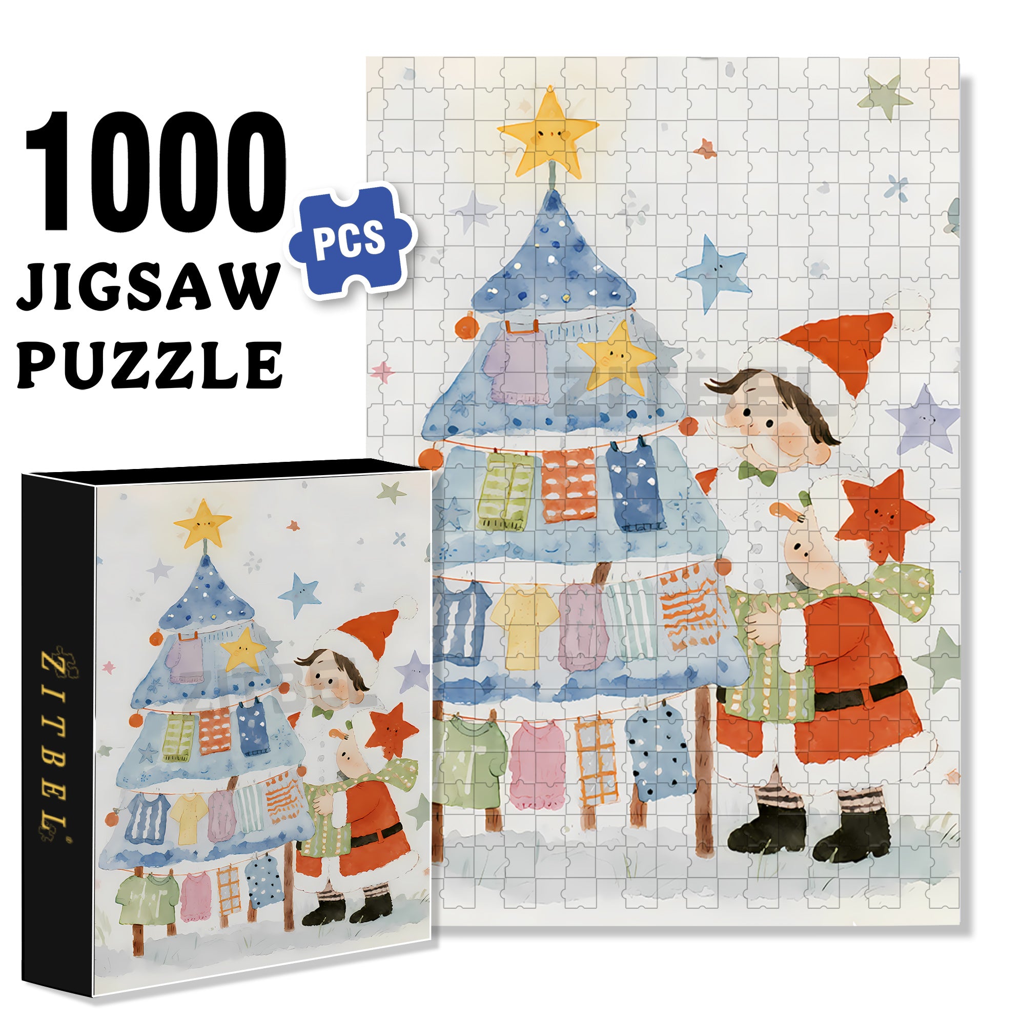 Decorate The Christmas Tree 500pcs/1000pcs Jigsaw Puzzle, Scratch-Resistant, Interactive Family Game & Brain-Boosting DIY Decor, Perfect for Halloween, Christmas & New Year Gifts, Family Puzzle Game