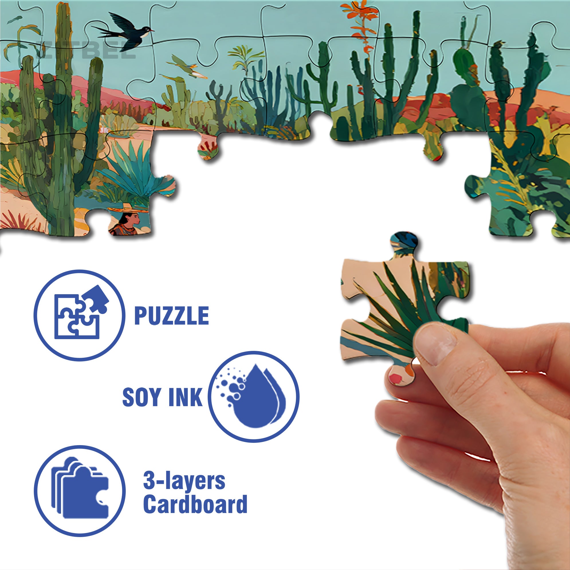 Desert Oasis 500pcs/1000pcs Jigsaw Puzzle, Scratch-Resistant, Interactive Family Game & Brain-Boosting DIY Decor, Perfect for Halloween, Christmas & New Year Gifts, Family Puzzle Game