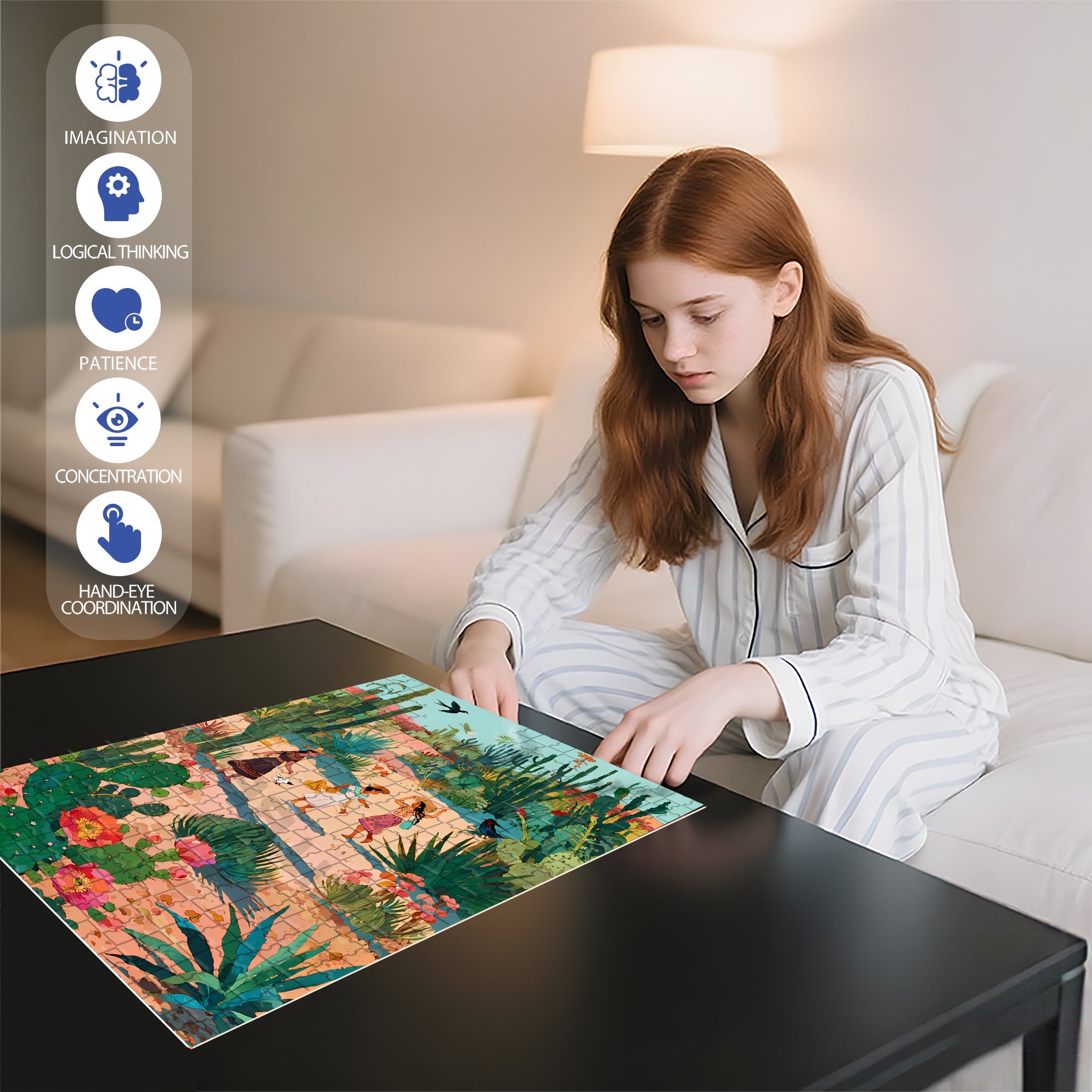 Desert Oasis 500pcs/1000pcs Jigsaw Puzzle, Scratch-Resistant, Interactive Family Game & Brain-Boosting DIY Decor, Perfect for Halloween, Christmas & New Year Gifts, Family Puzzle Game