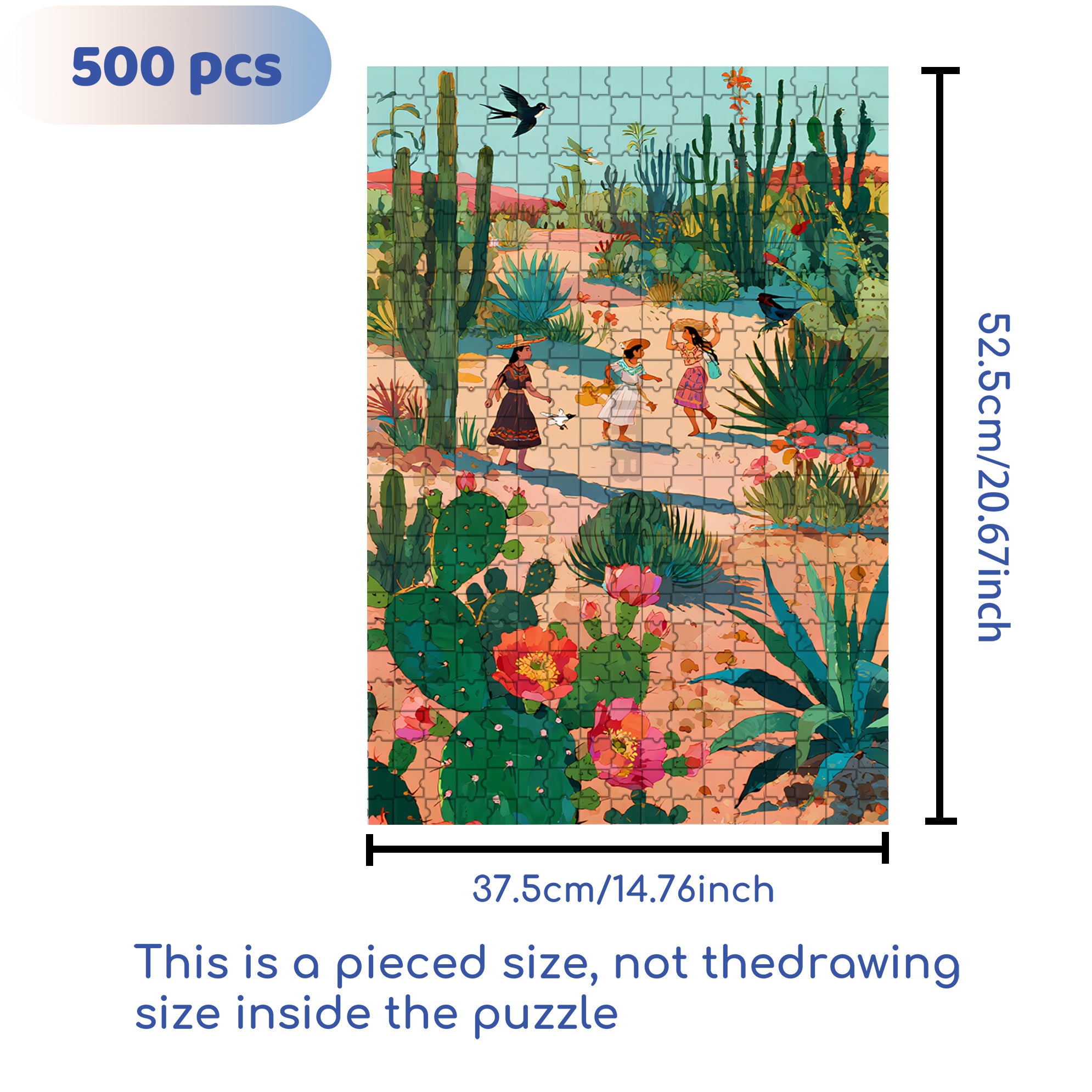Desert Oasis 500pcs/1000pcs Jigsaw Puzzle, Scratch-Resistant, Interactive Family Game & Brain-Boosting DIY Decor, Perfect for Halloween, Christmas & New Year Gifts, Family Puzzle Game