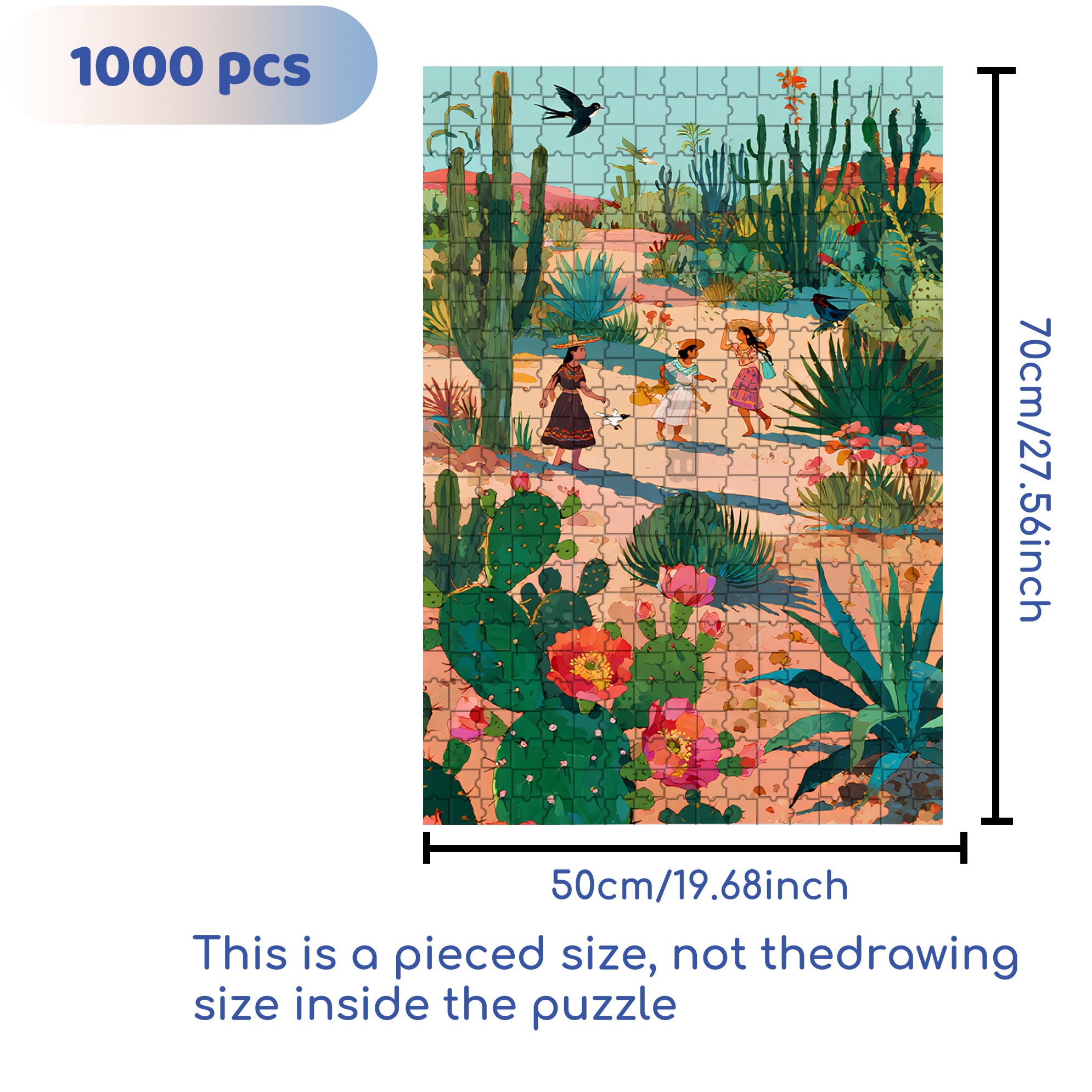 Desert Oasis 500pcs/1000pcs Jigsaw Puzzle, Scratch-Resistant, Interactive Family Game & Brain-Boosting DIY Decor, Perfect for Halloween, Christmas & New Year Gifts, Family Puzzle Game