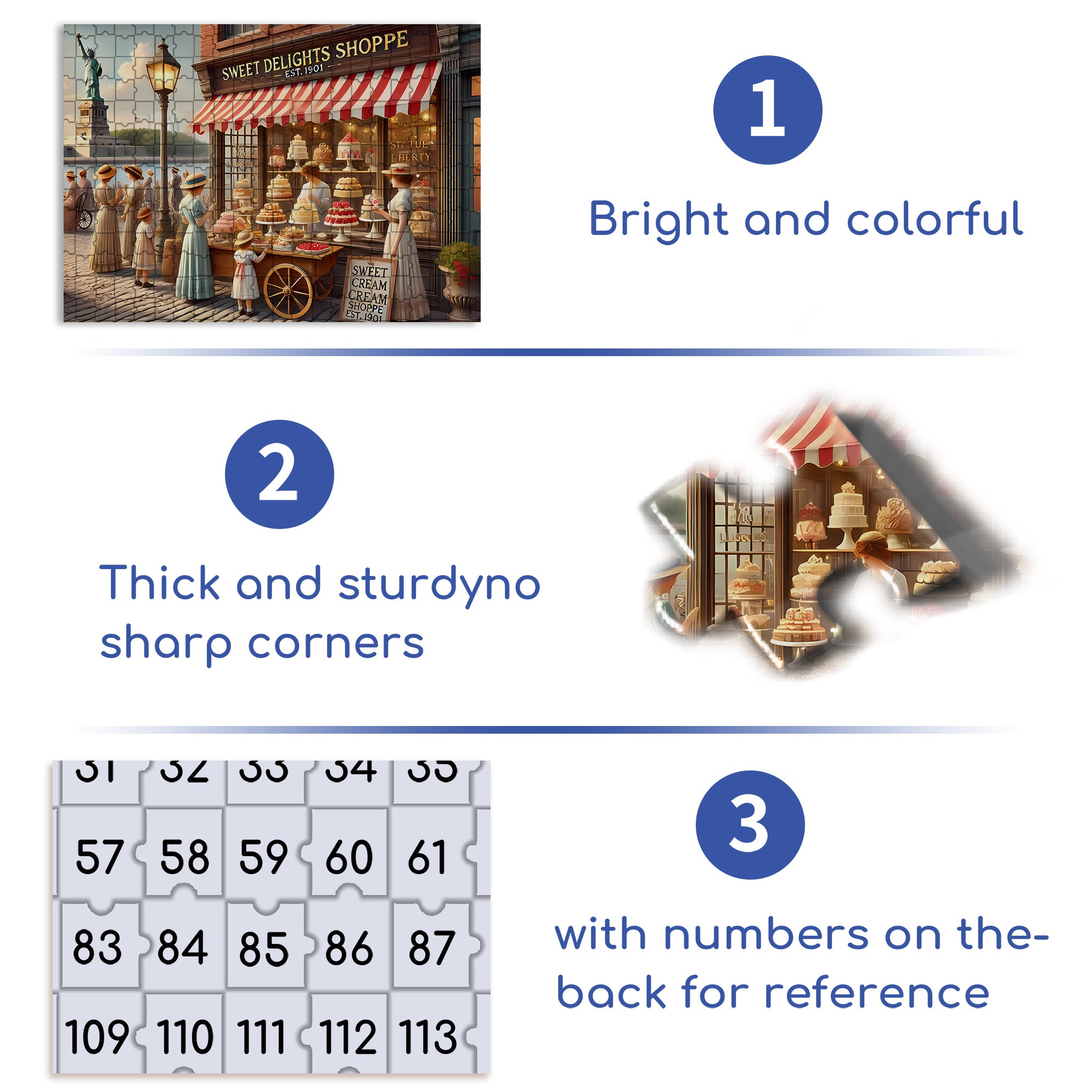 Dessert Shop 500pcs/1000pcs Jigsaw Puzzle, Scratch-Resistant, Interactive Family Game & Brain-Boosting DIY Decor, Perfect for Halloween, Christmas & New Year Gifts, Family Puzzle Game
