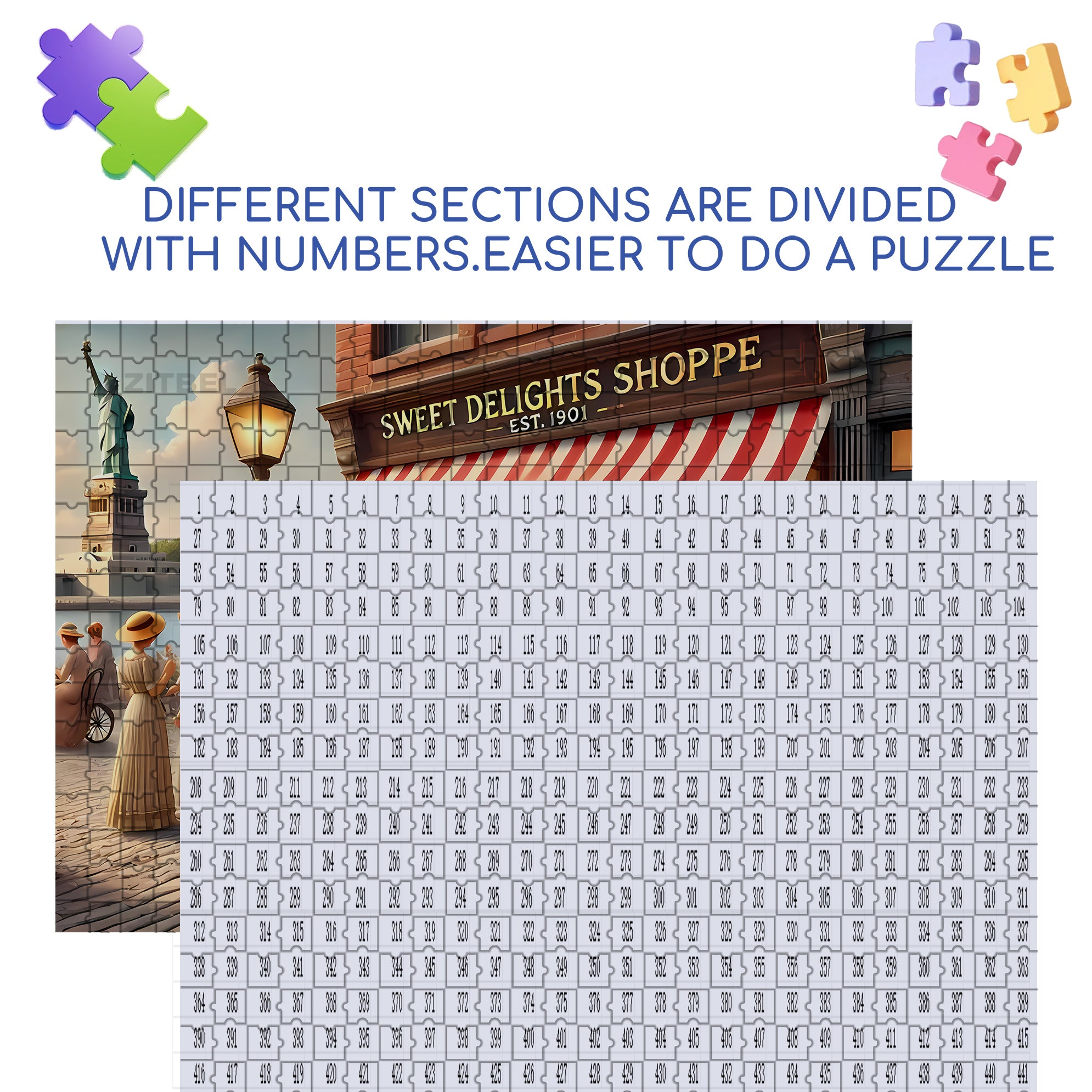Dessert Shop 500pcs/1000pcs Jigsaw Puzzle, Scratch-Resistant, Interactive Family Game & Brain-Boosting DIY Decor, Perfect for Halloween, Christmas & New Year Gifts, Family Puzzle Game