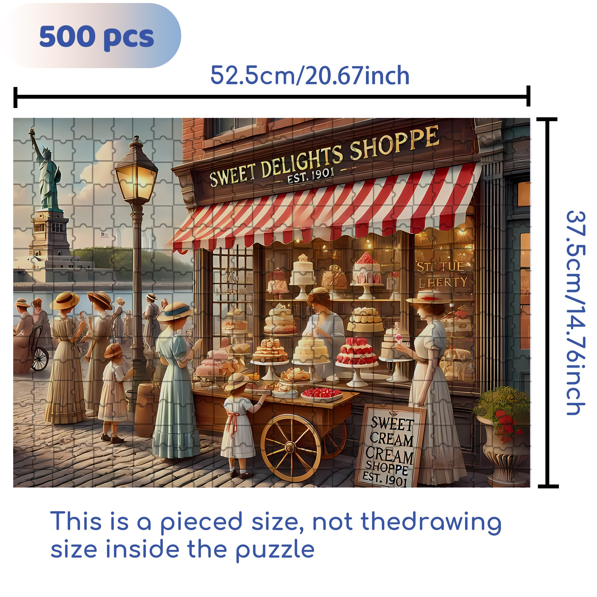 Dessert Shop 500pcs/1000pcs Jigsaw Puzzle, Scratch-Resistant, Interactive Family Game & Brain-Boosting DIY Decor, Perfect for Halloween, Christmas & New Year Gifts, Family Puzzle Game