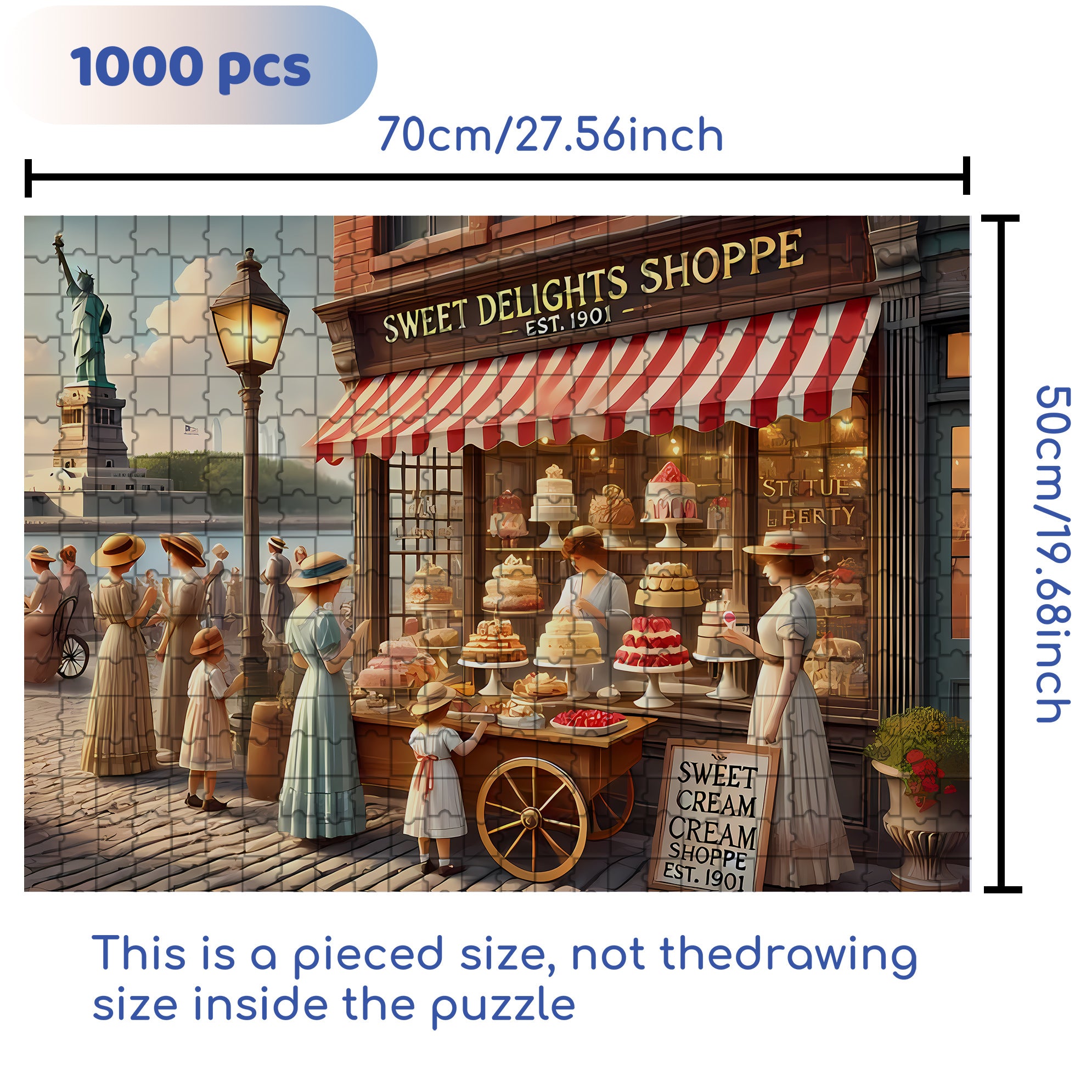 Dessert Shop 500pcs/1000pcs Jigsaw Puzzle, Scratch-Resistant, Interactive Family Game & Brain-Boosting DIY Decor, Perfect for Halloween, Christmas & New Year Gifts, Family Puzzle Game