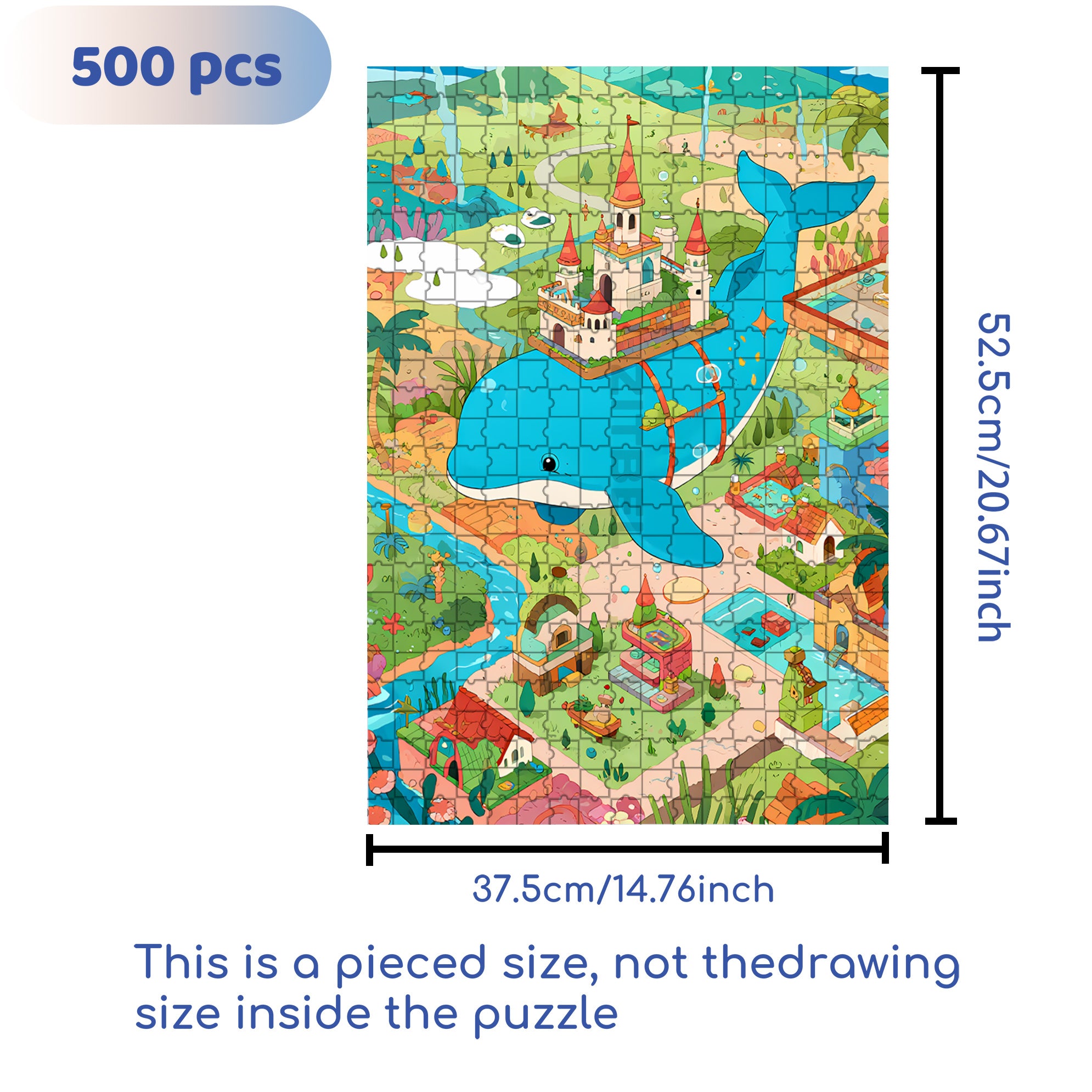 Dolphin City 500pcs/1000pcs Jigsaw Puzzle, Scratch-Resistant, Interactive Family Game & Brain-Boosting DIY Decor, Perfect for Halloween, Christmas & New Year Gifts, Family Puzzle Game