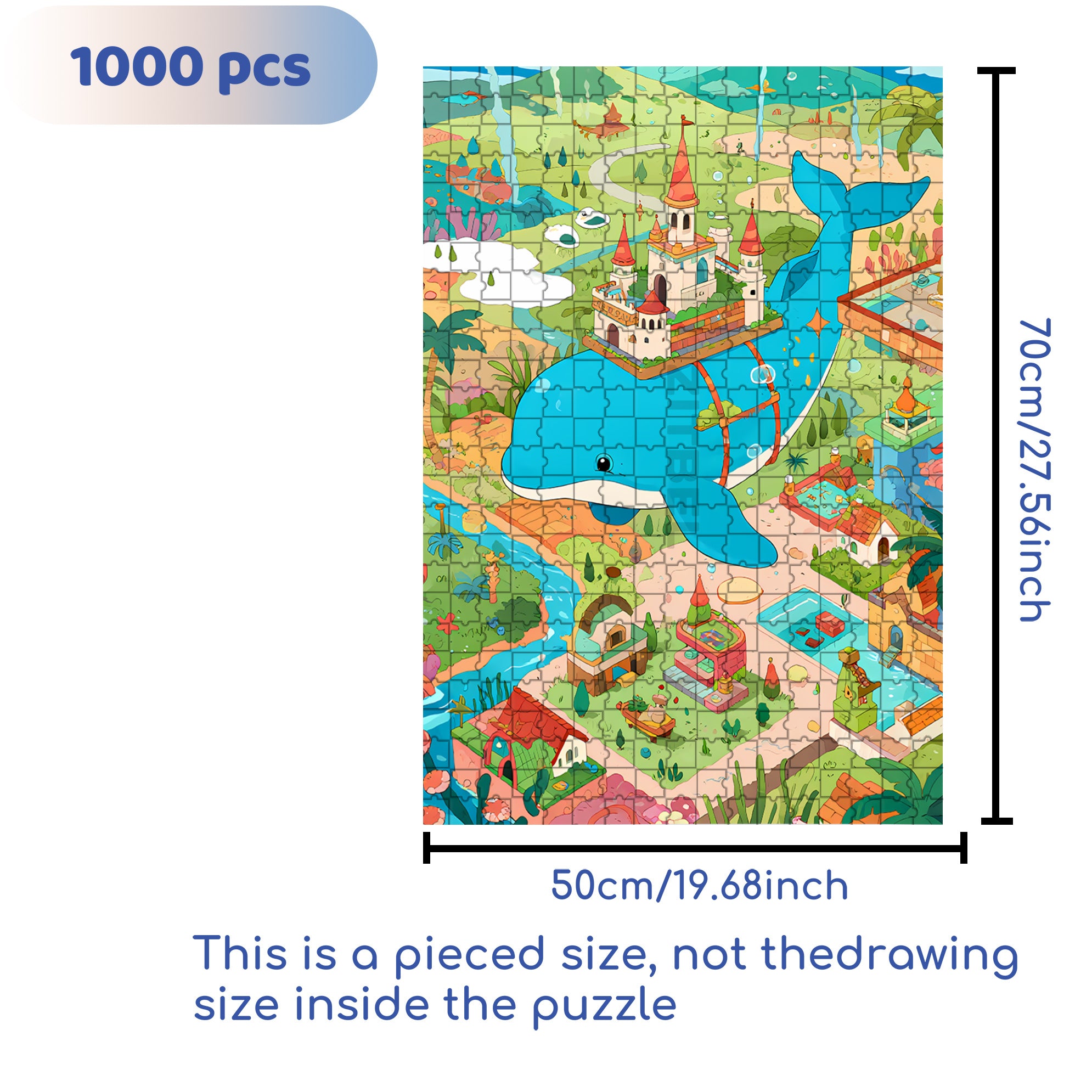 Dolphin City 500pcs/1000pcs Jigsaw Puzzle, Scratch-Resistant, Interactive Family Game & Brain-Boosting DIY Decor, Perfect for Halloween, Christmas & New Year Gifts, Family Puzzle Game