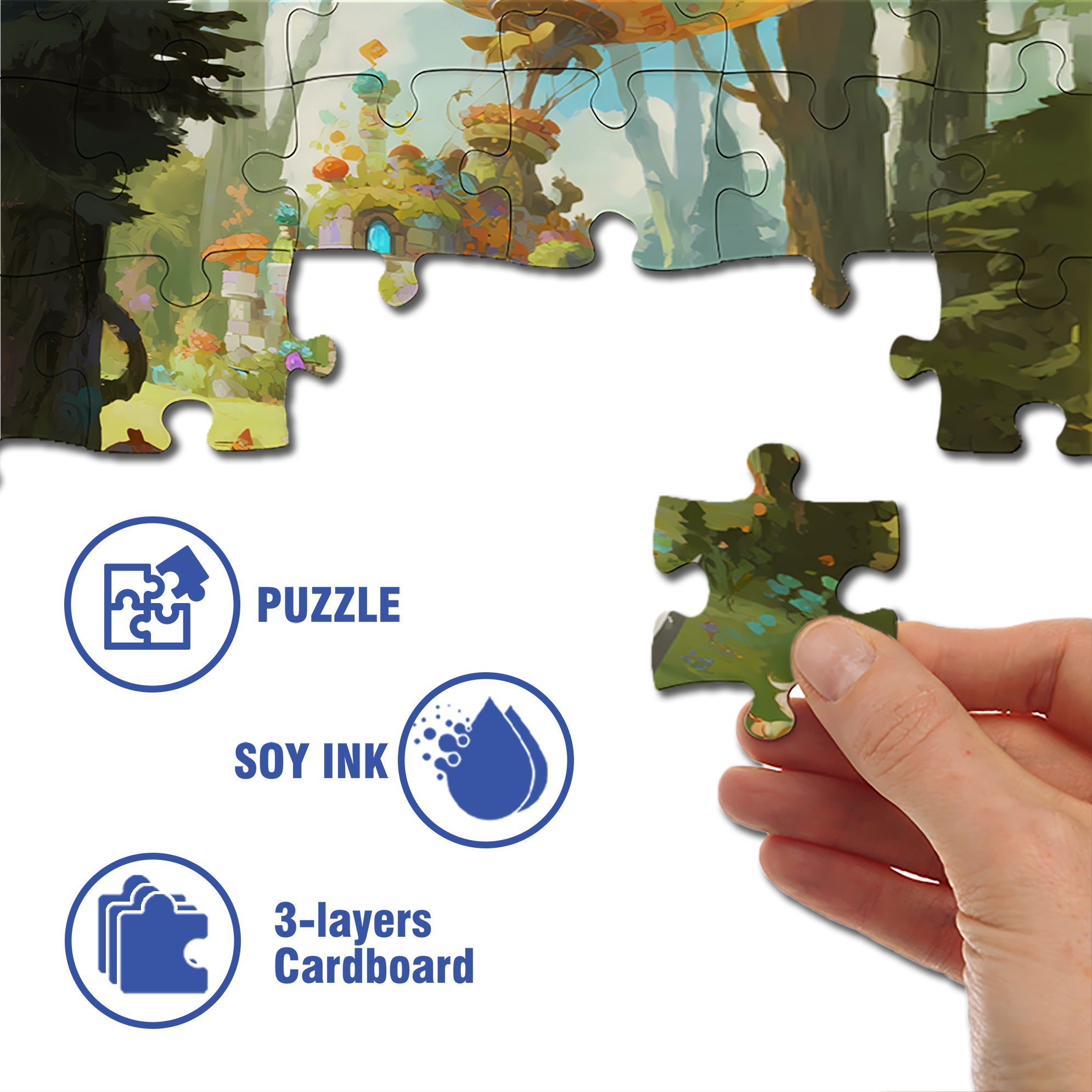 Dwarfs in the forest 500pcs/1000pcs Jigsaw Puzzle, Scratch-Resistant, Interactive Family Game & Brain-Boosting DIY Decor, Perfect for Halloween, Christmas & New Year Gifts, Family Puzzle Game