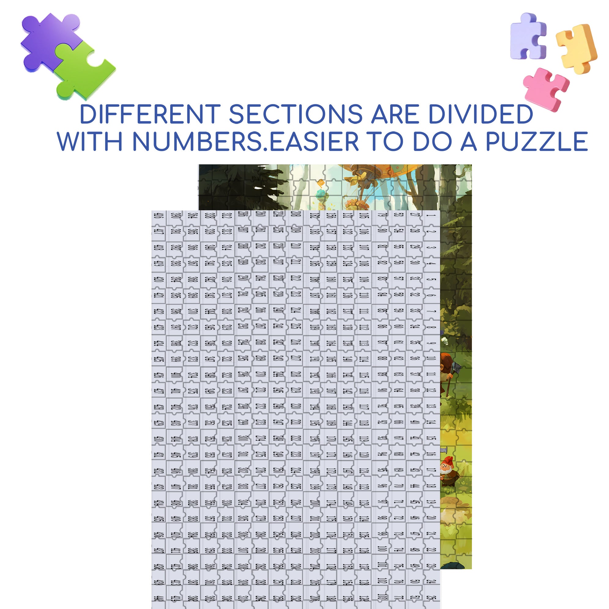 Dwarfs in the forest 500pcs/1000pcs Jigsaw Puzzle, Scratch-Resistant, Interactive Family Game & Brain-Boosting DIY Decor, Perfect for Halloween, Christmas & New Year Gifts, Family Puzzle Game