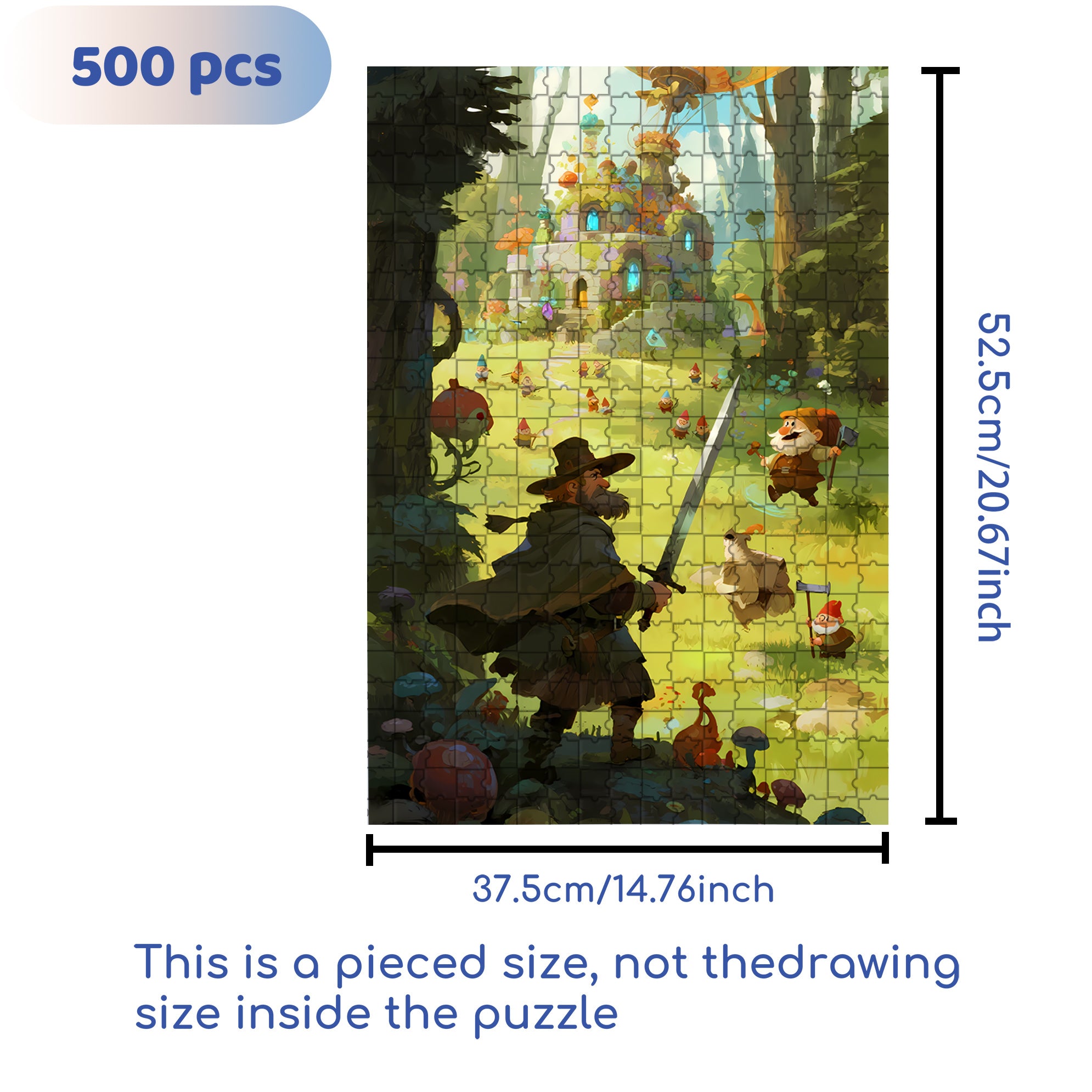Dwarfs in the forest 500pcs/1000pcs Jigsaw Puzzle, Scratch-Resistant, Interactive Family Game & Brain-Boosting DIY Decor, Perfect for Halloween, Christmas & New Year Gifts, Family Puzzle Game