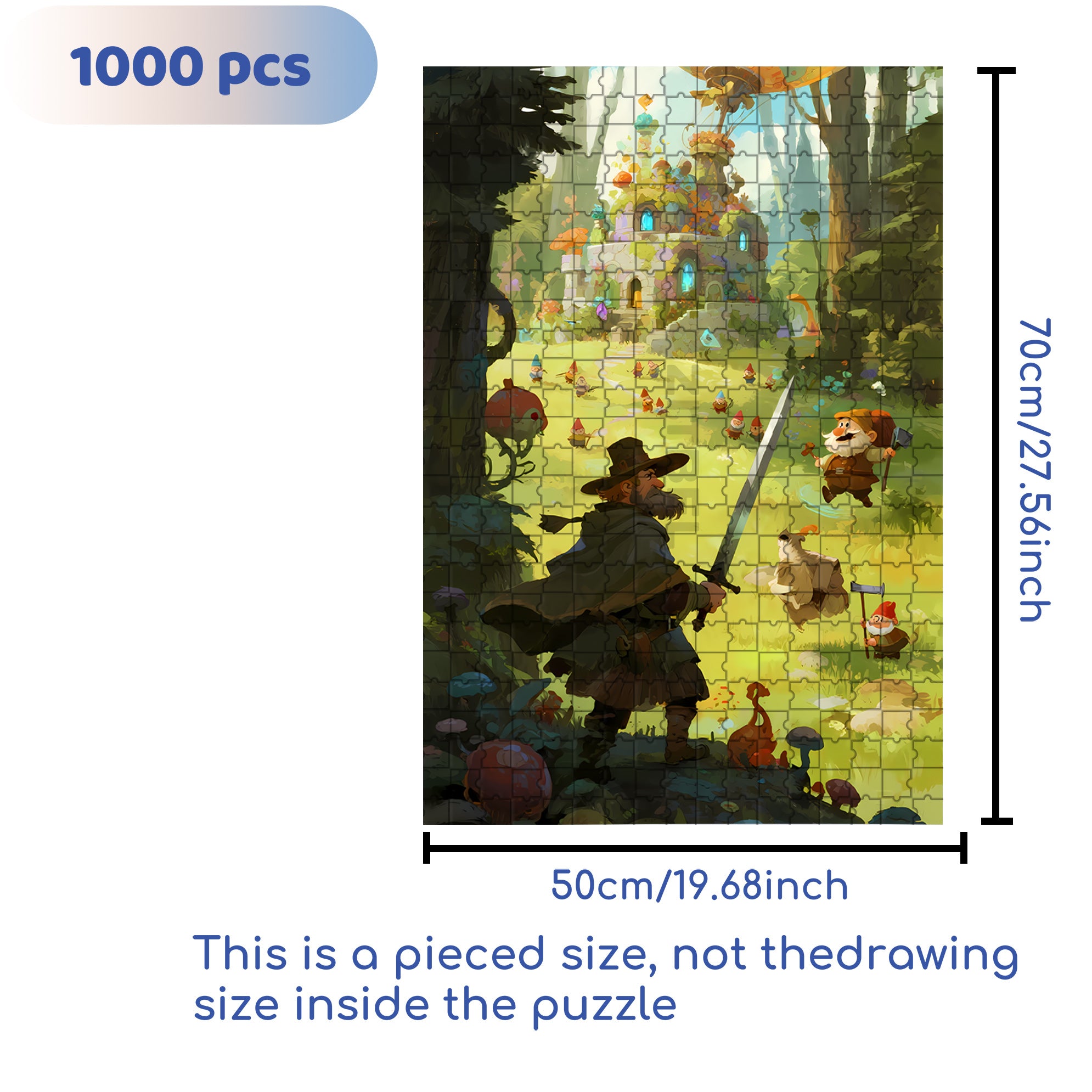 Dwarfs in the forest 500pcs/1000pcs Jigsaw Puzzle, Scratch-Resistant, Interactive Family Game & Brain-Boosting DIY Decor, Perfect for Halloween, Christmas & New Year Gifts, Family Puzzle Game