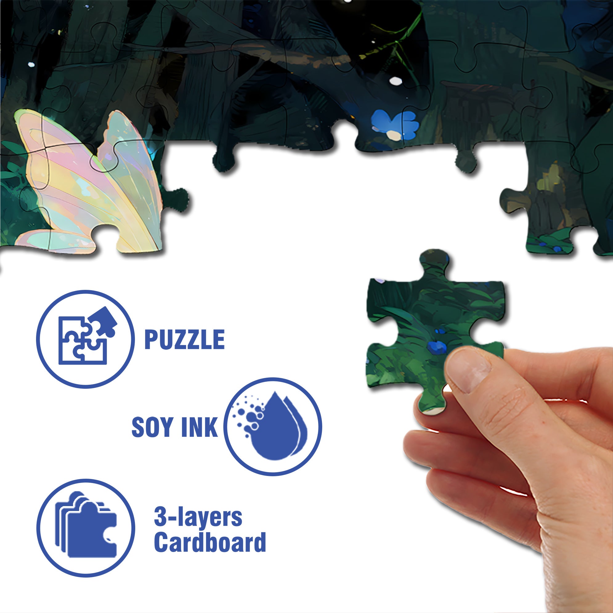 Fairy & Rabbit 500pcs/1000pcs Jigsaw Puzzle, Scratch-Resistant, Interactive Family Game & Brain-Boosting DIY Decor, Perfect for Halloween, Christmas & New Year Gifts, Family Puzzle Game