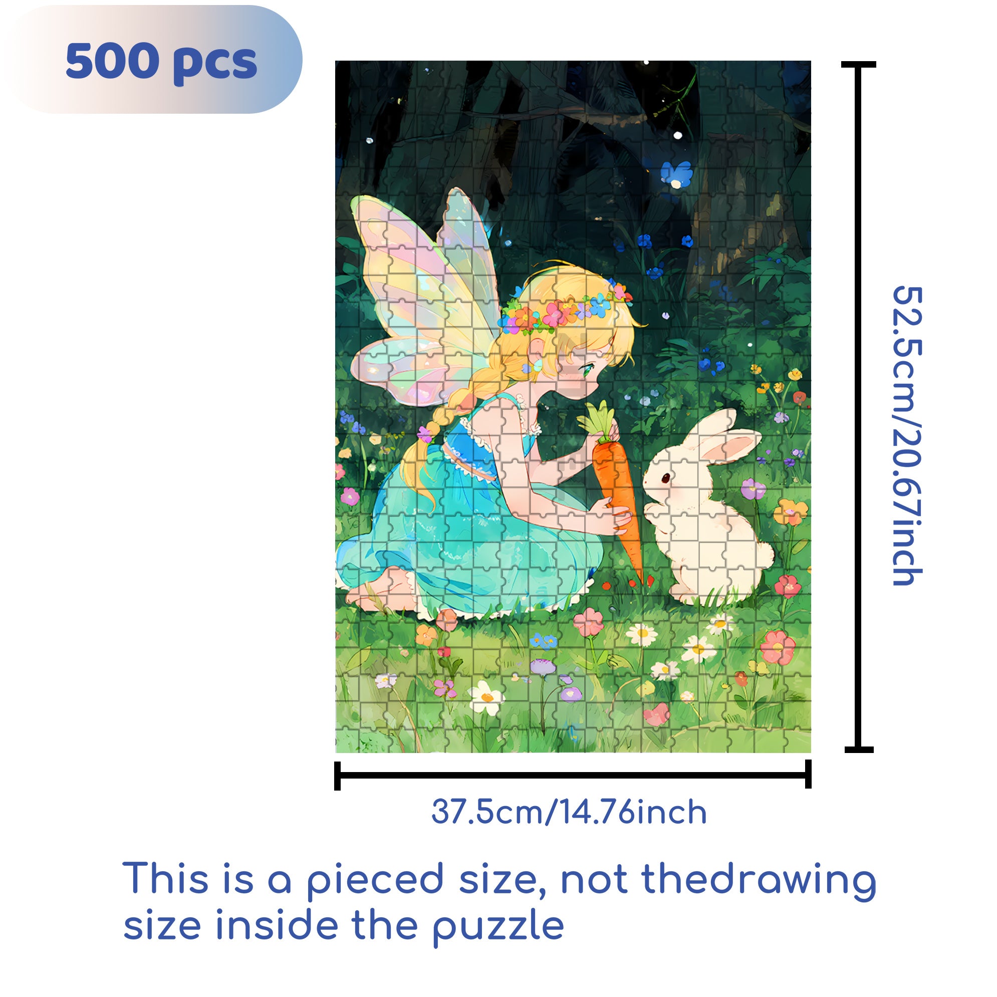 Fairy & Rabbit 500pcs/1000pcs Jigsaw Puzzle, Scratch-Resistant, Interactive Family Game & Brain-Boosting DIY Decor, Perfect for Halloween, Christmas & New Year Gifts, Family Puzzle Game