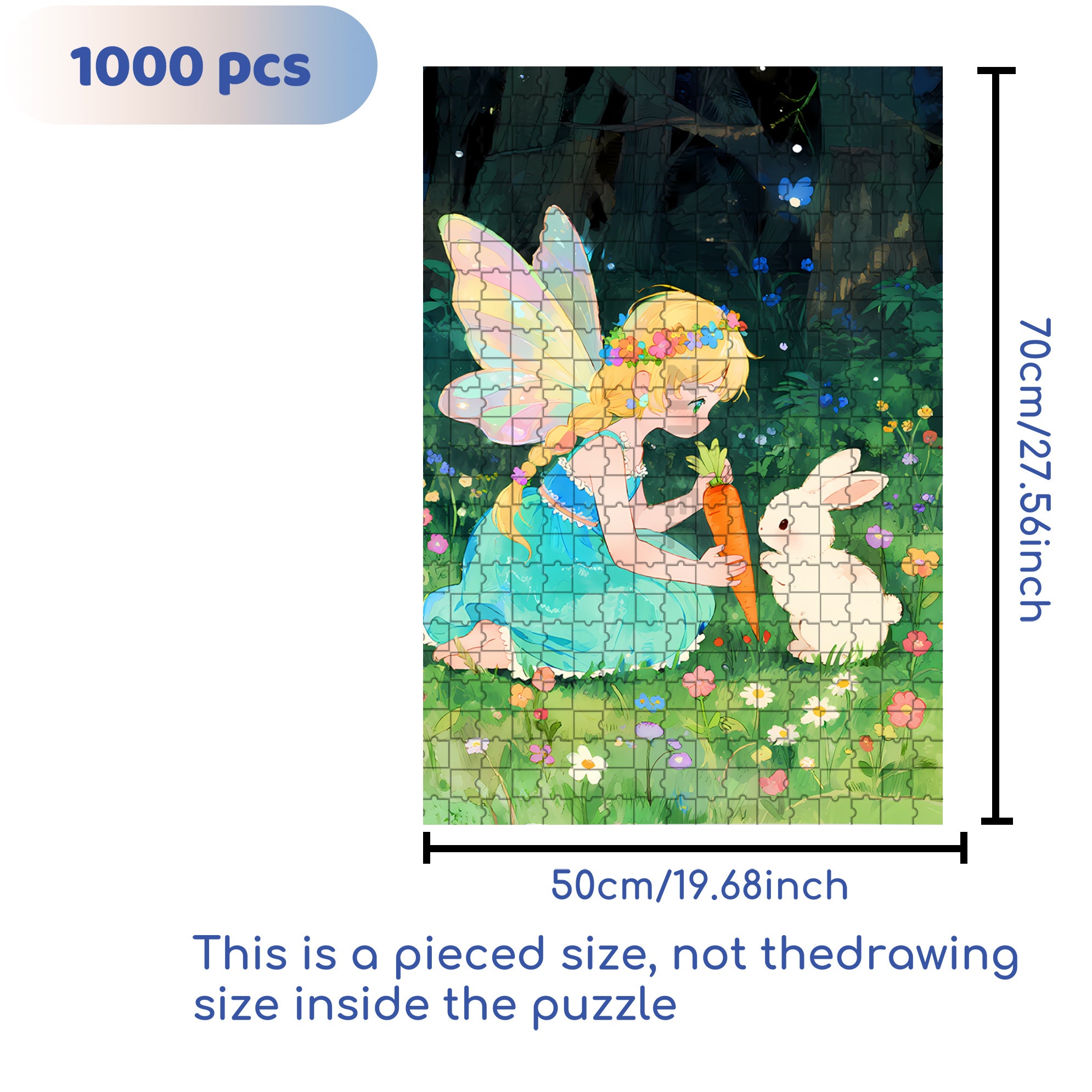 Fairy & Rabbit 500pcs/1000pcs Jigsaw Puzzle, Scratch-Resistant, Interactive Family Game & Brain-Boosting DIY Decor, Perfect for Halloween, Christmas & New Year Gifts, Family Puzzle Game