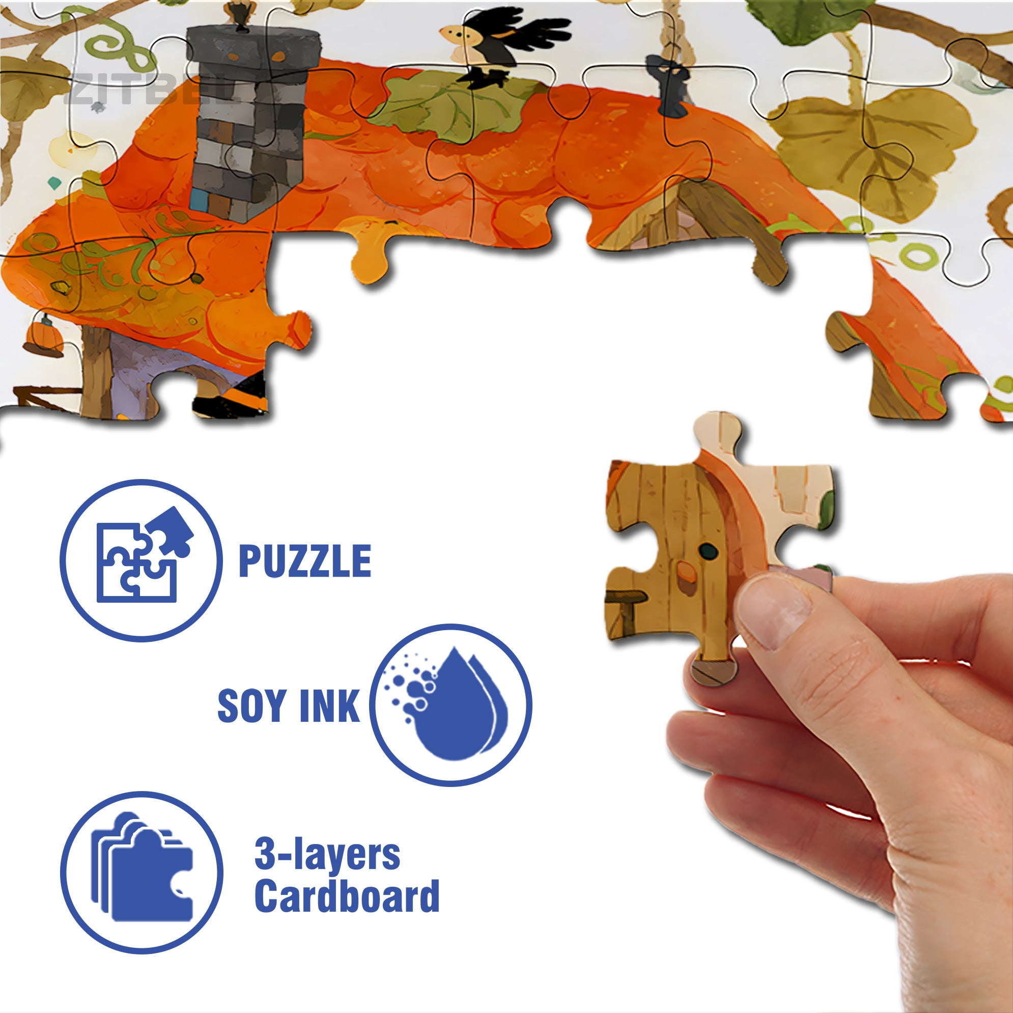 Fairy Tale Pumpkin House 500pcs/1000pcs Jigsaw Puzzle, Scratch-Resistant, Interactive Family Game & Brain-Boosting DIY Decor, Perfect for Halloween, Christmas & New Year Gifts, Family Puzzle Game