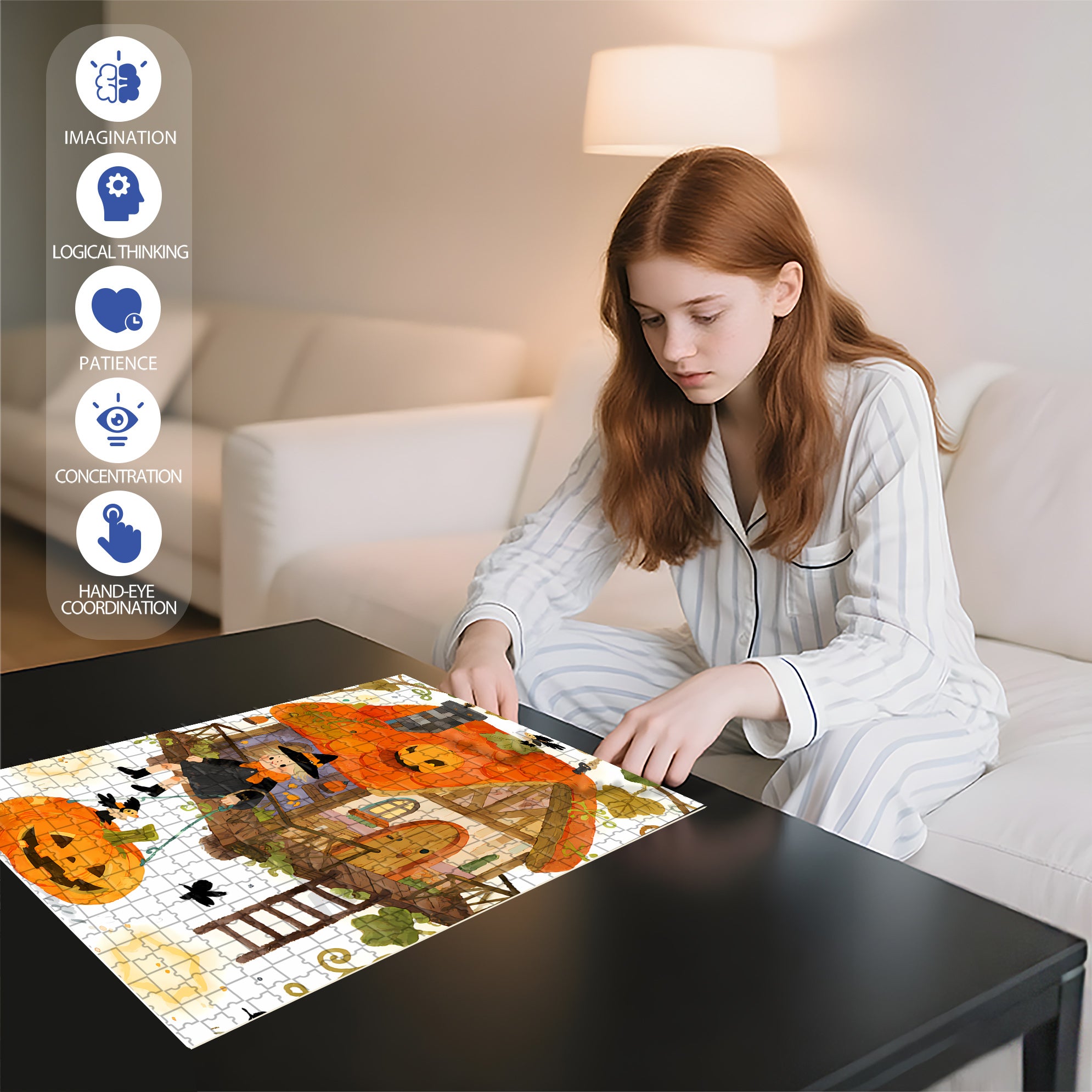 Fairy Tale Pumpkin House 500pcs/1000pcs Jigsaw Puzzle, Scratch-Resistant, Interactive Family Game & Brain-Boosting DIY Decor, Perfect for Halloween, Christmas & New Year Gifts, Family Puzzle Game