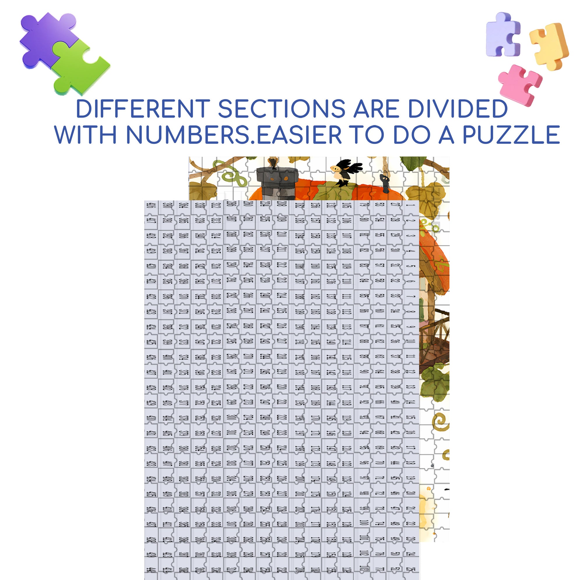 Fairy Tale Pumpkin House 500pcs/1000pcs Jigsaw Puzzle, Scratch-Resistant, Interactive Family Game & Brain-Boosting DIY Decor, Perfect for Halloween, Christmas & New Year Gifts, Family Puzzle Game