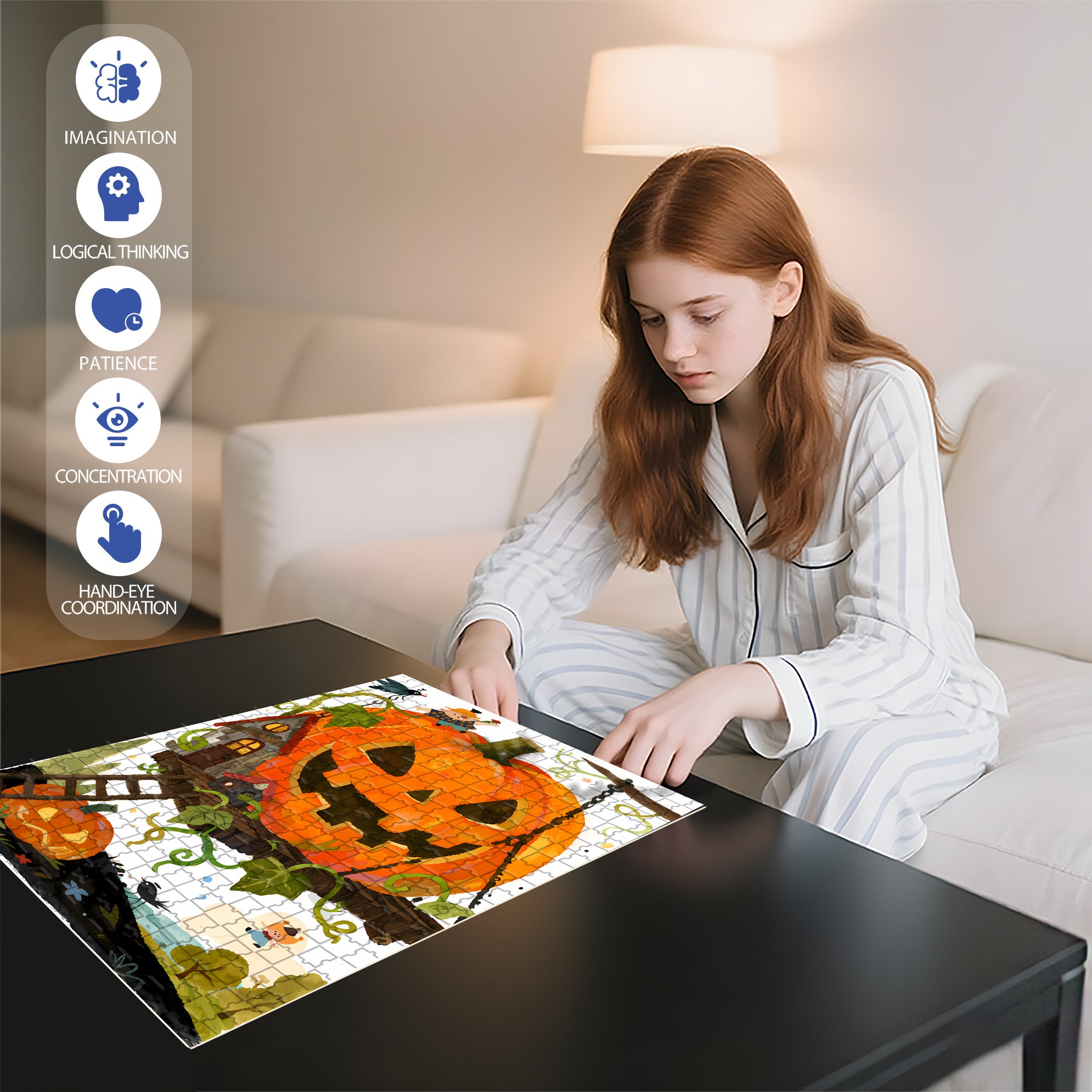 Fairy Tale Pumpkin House2 500pcs/1000pcs Jigsaw Puzzle, Scratch-Resistant, Interactive Family Game & Brain-Boosting DIY Decor, Perfect for Halloween, Christmas & New Year Gifts, Family Puzzle Game