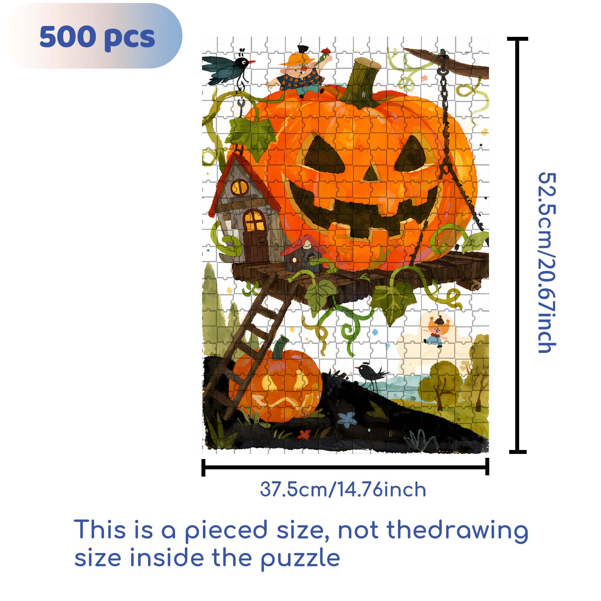 Fairy Tale Pumpkin House2 500pcs/1000pcs Jigsaw Puzzle, Scratch-Resistant, Interactive Family Game & Brain-Boosting DIY Decor, Perfect for Halloween, Christmas & New Year Gifts, Family Puzzle Game
