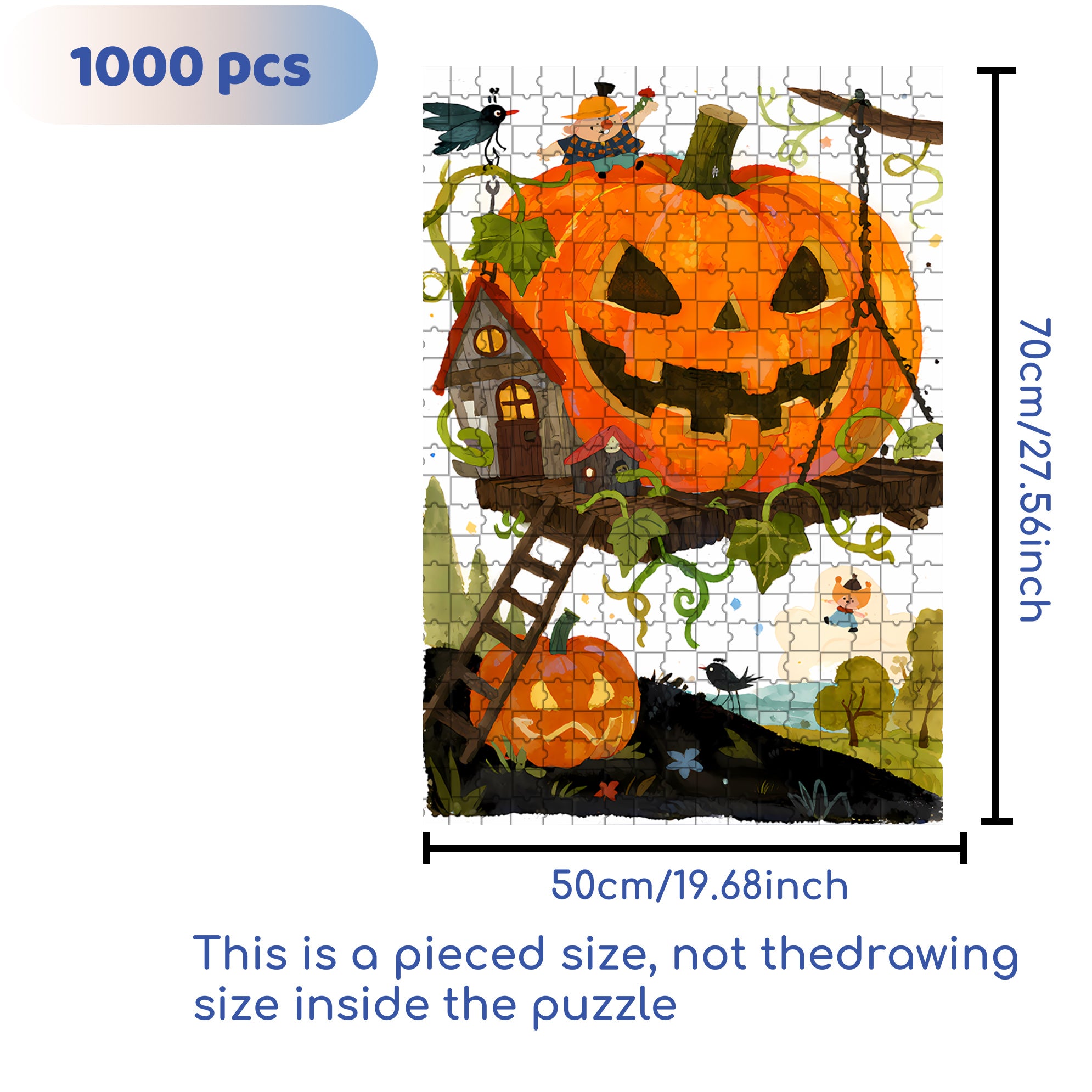 Fairy Tale Pumpkin House2 500pcs/1000pcs Jigsaw Puzzle, Scratch-Resistant, Interactive Family Game & Brain-Boosting DIY Decor, Perfect for Halloween, Christmas & New Year Gifts, Family Puzzle Game