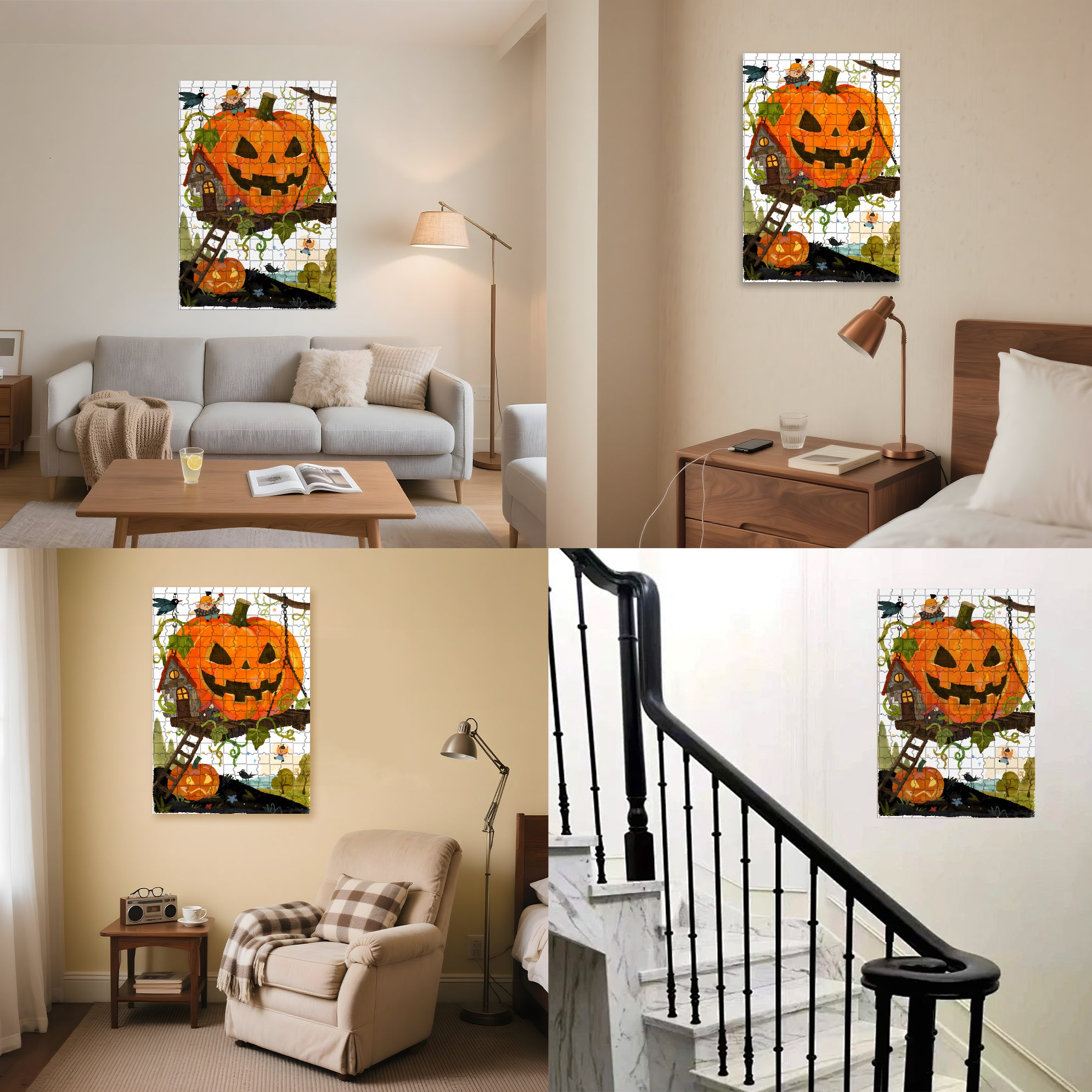 Fairy Tale Pumpkin House2 500pcs/1000pcs Jigsaw Puzzle, Scratch-Resistant, Interactive Family Game & Brain-Boosting DIY Decor, Perfect for Halloween, Christmas & New Year Gifts, Family Puzzle Game
