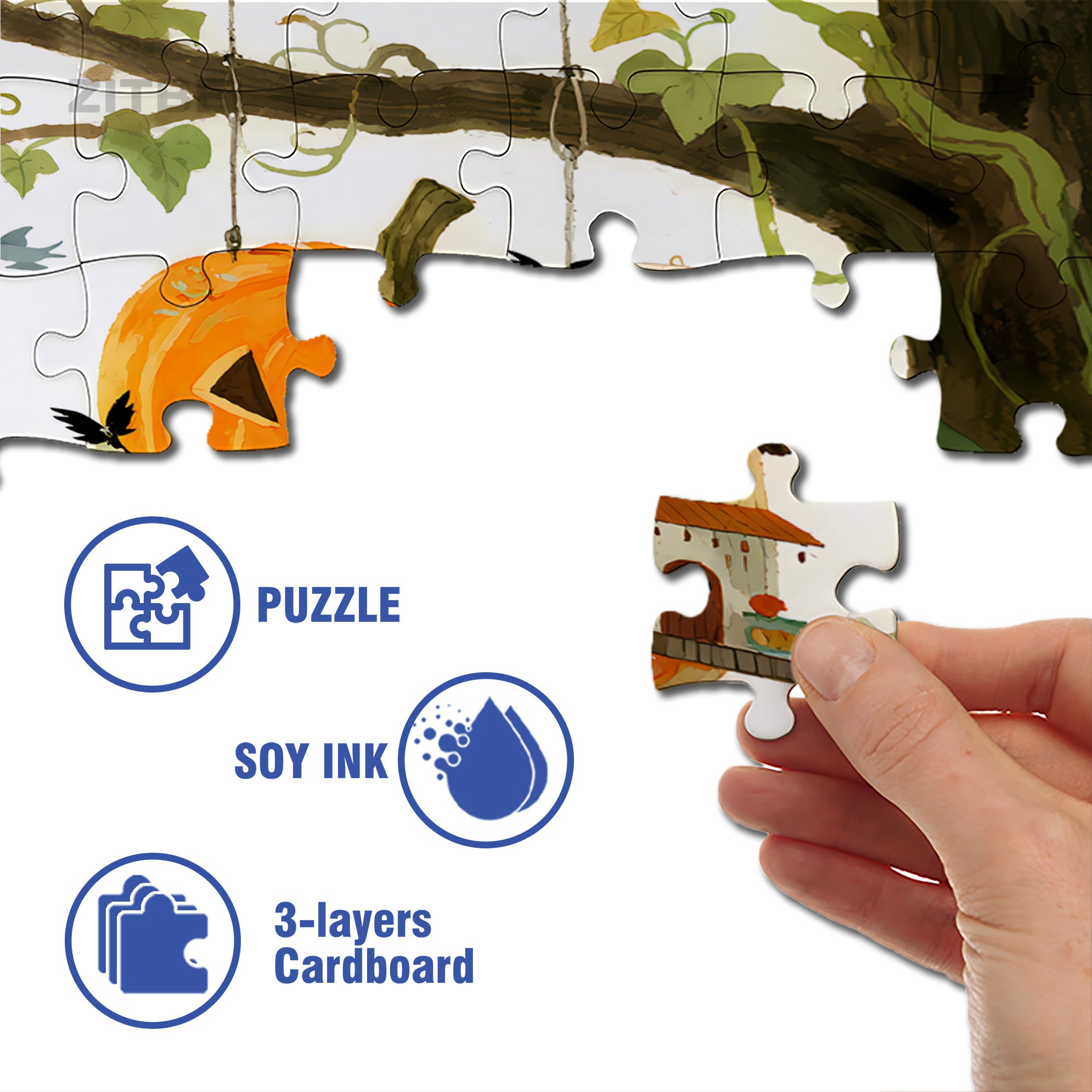 Fairy Tale Pumpkin House3 500pcs/1000pcs Jigsaw Puzzle, Scratch-Resistant, Interactive Family Game & Brain-Boosting DIY Decor, Perfect for Halloween, Christmas & New Year Gifts, Family Puzzle Game