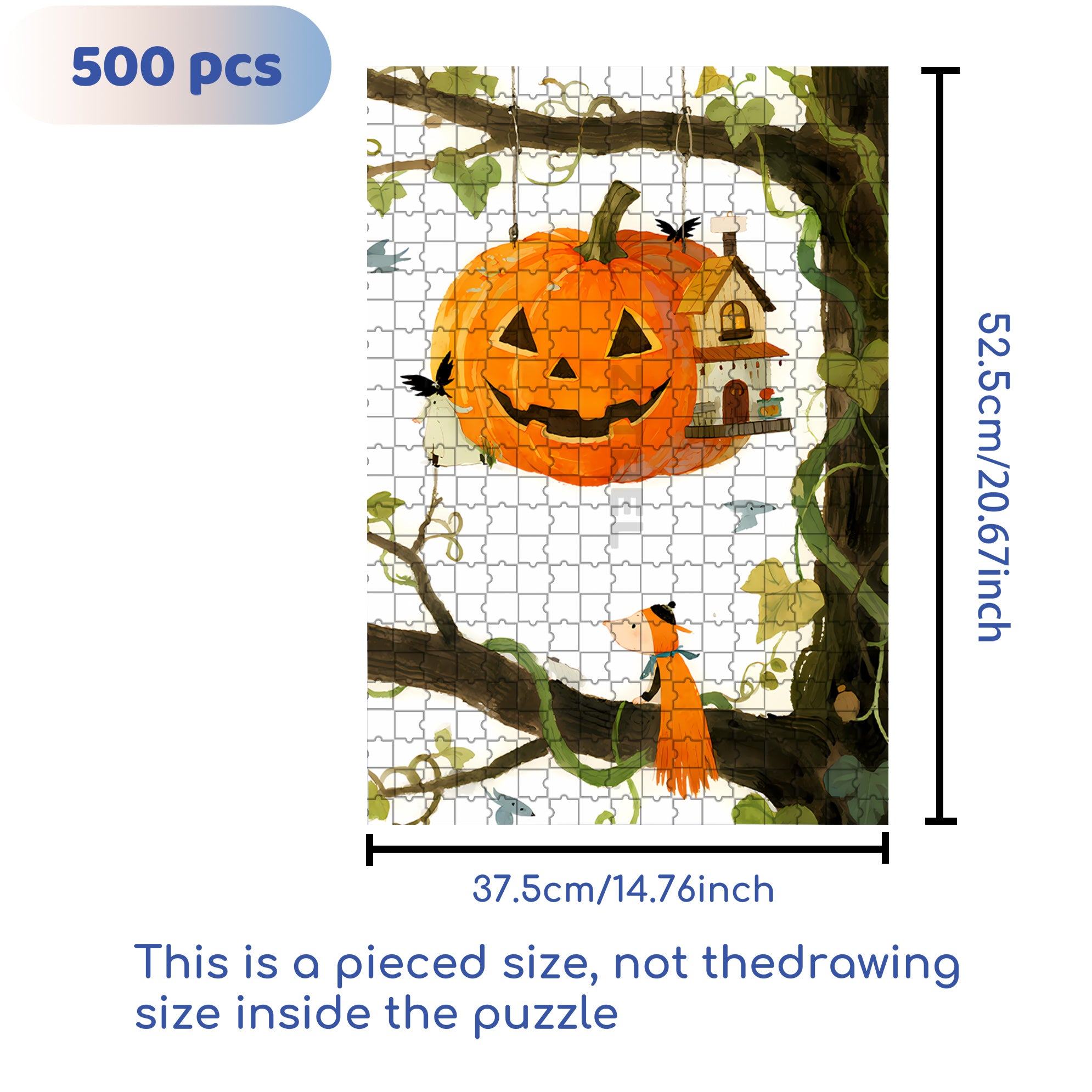 Fairy Tale Pumpkin House3 500pcs/1000pcs Jigsaw Puzzle, Scratch-Resistant, Interactive Family Game & Brain-Boosting DIY Decor, Perfect for Halloween, Christmas & New Year Gifts, Family Puzzle Game