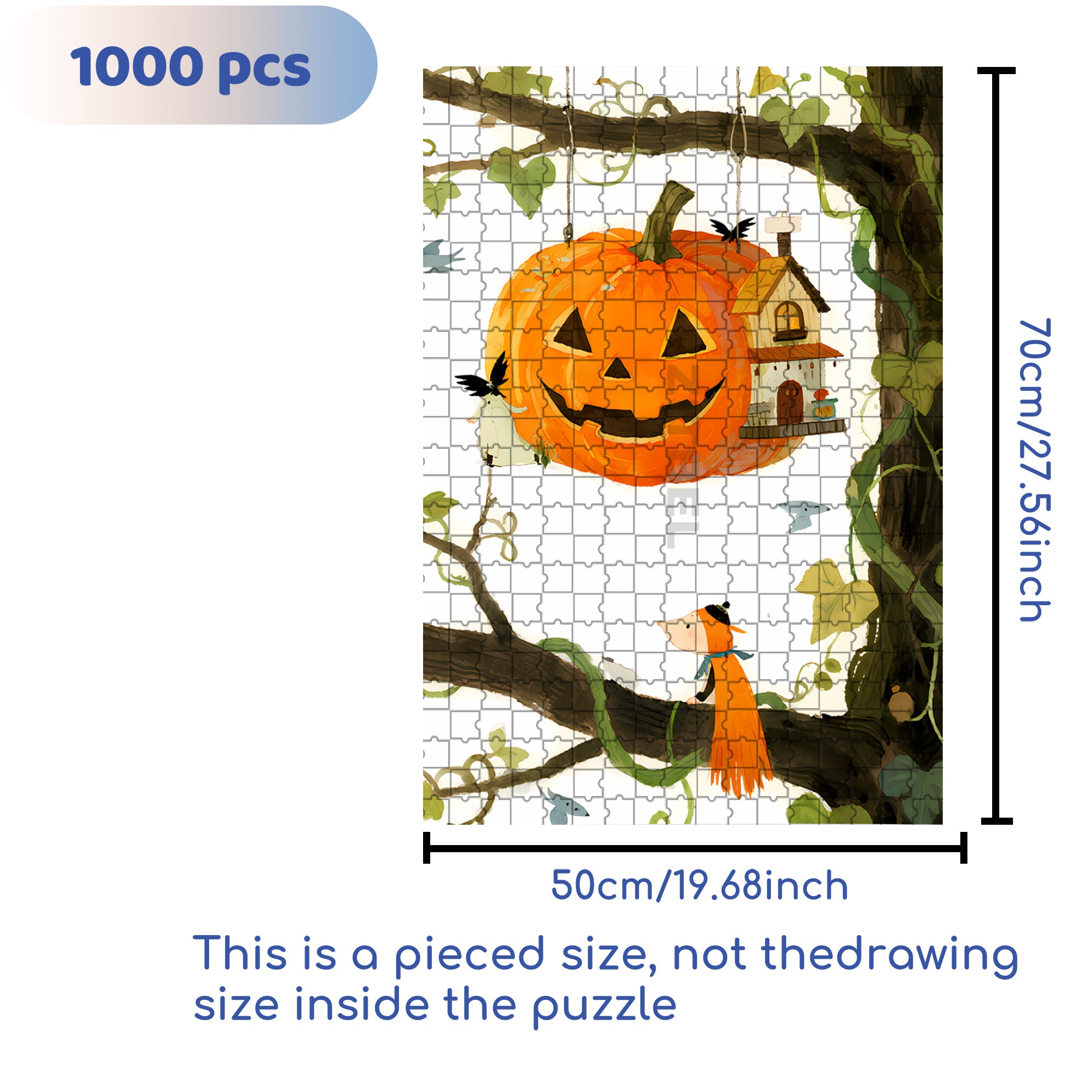 Fairy Tale Pumpkin House3 500pcs/1000pcs Jigsaw Puzzle, Scratch-Resistant, Interactive Family Game & Brain-Boosting DIY Decor, Perfect for Halloween, Christmas & New Year Gifts, Family Puzzle Game