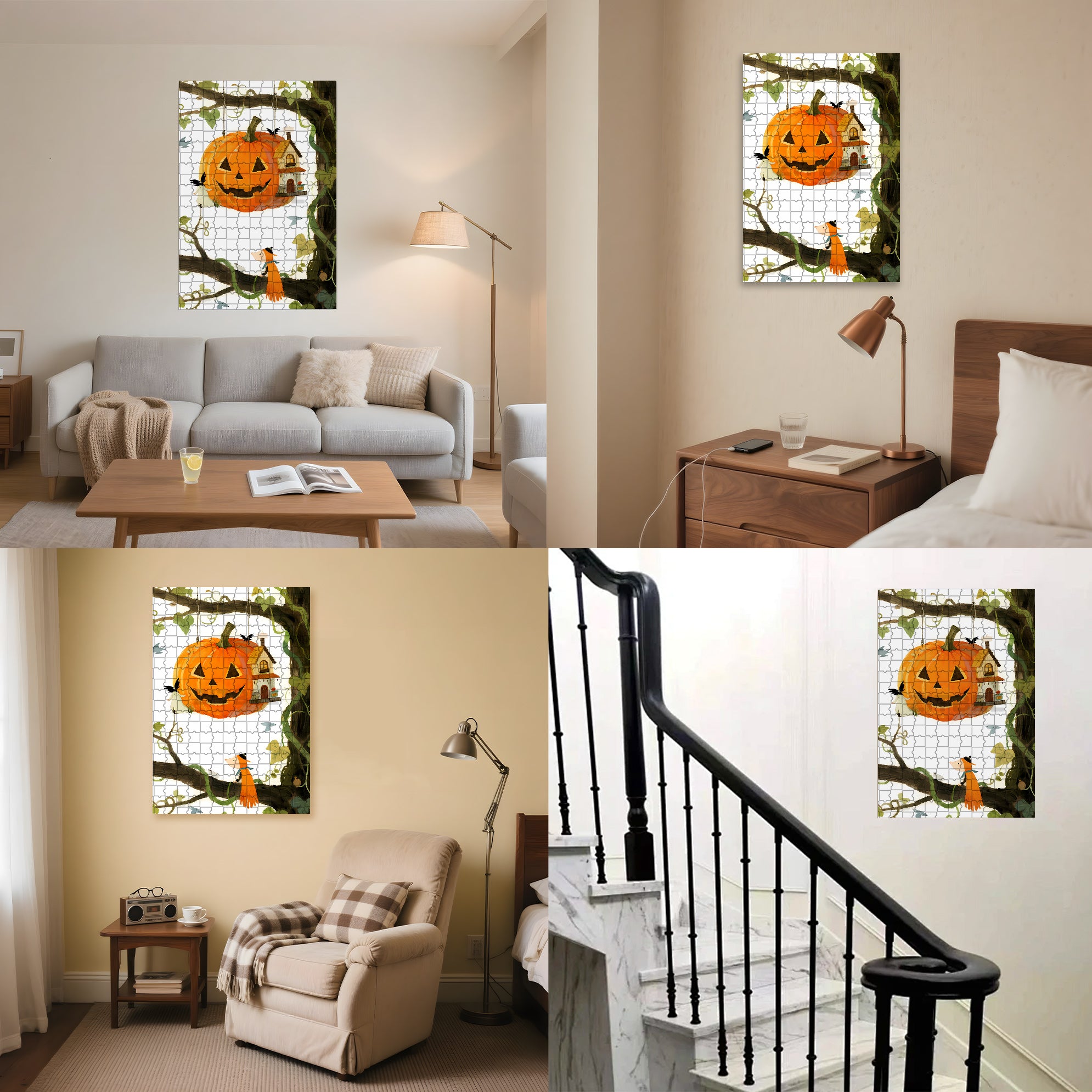 Fairy Tale Pumpkin House3 500pcs/1000pcs Jigsaw Puzzle, Scratch-Resistant, Interactive Family Game & Brain-Boosting DIY Decor, Perfect for Halloween, Christmas & New Year Gifts, Family Puzzle Game