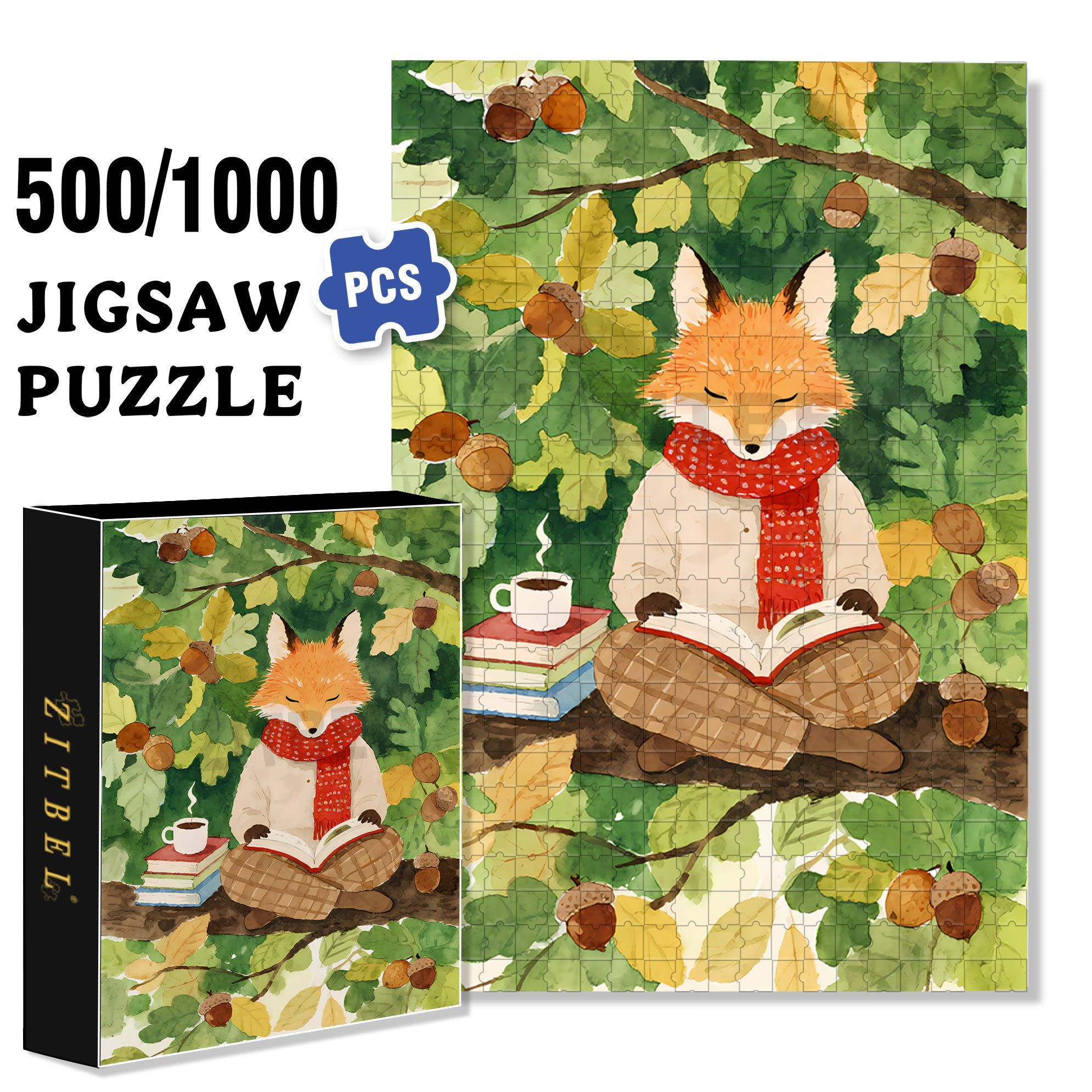Fox In Meditation 500pcs/1000pcs Jigsaw Puzzle, Scratch-Resistant, Interactive Family Game & Brain-Boosting DIY Decor, Perfect for Halloween, Christmas & New Year Gifts, Family Puzzle Game