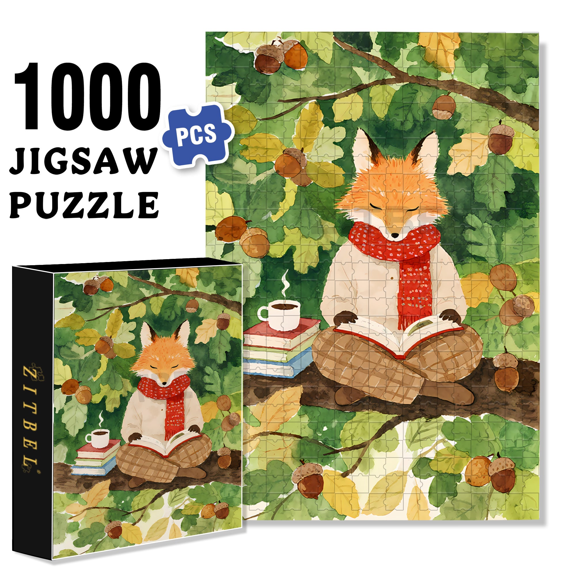Fox In Meditation 500pcs/1000pcs Jigsaw Puzzle, Scratch-Resistant, Interactive Family Game & Brain-Boosting DIY Decor, Perfect for Halloween, Christmas & New Year Gifts, Family Puzzle Game
