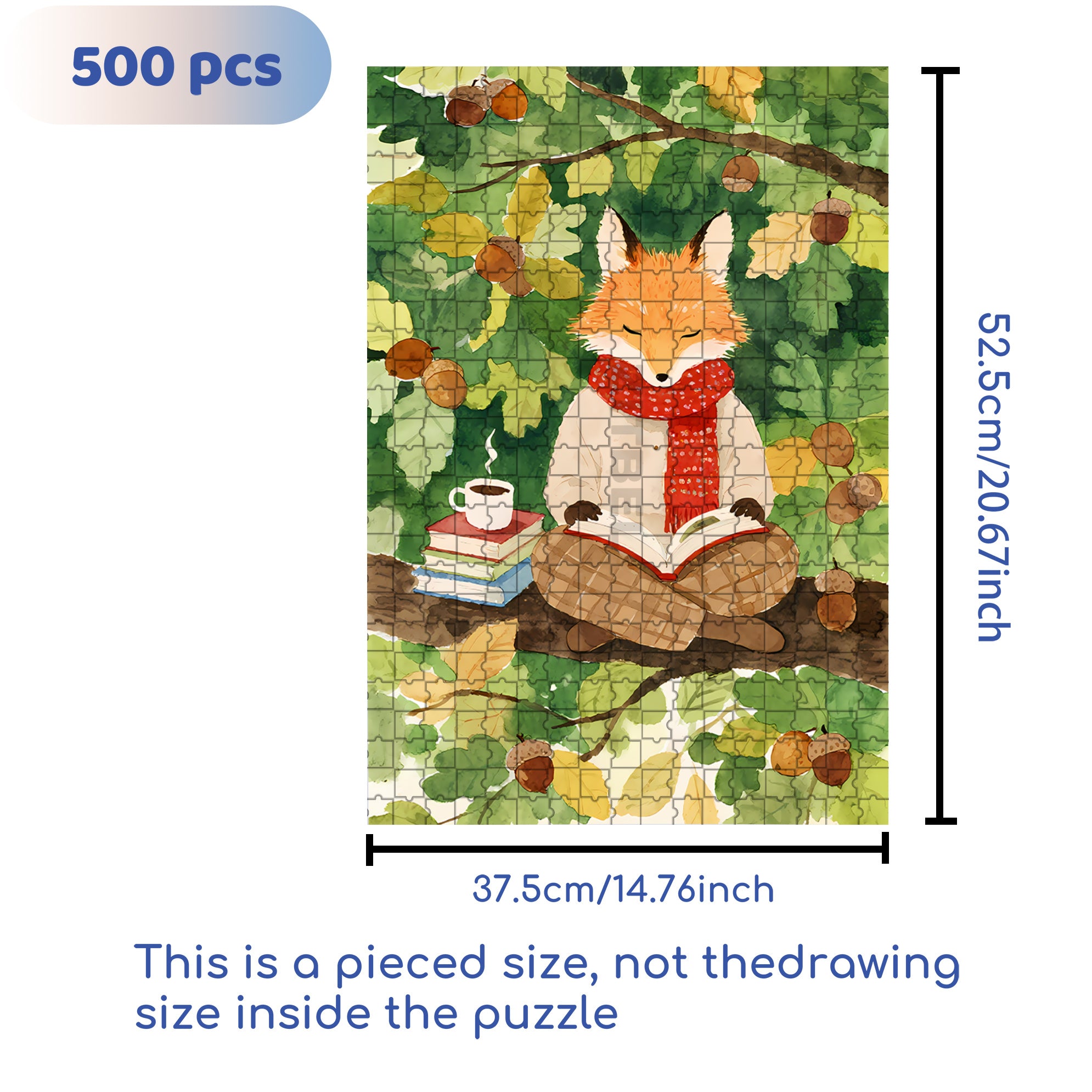 Fox In Meditation 500pcs/1000pcs Jigsaw Puzzle, Scratch-Resistant, Interactive Family Game & Brain-Boosting DIY Decor, Perfect for Halloween, Christmas & New Year Gifts, Family Puzzle Game