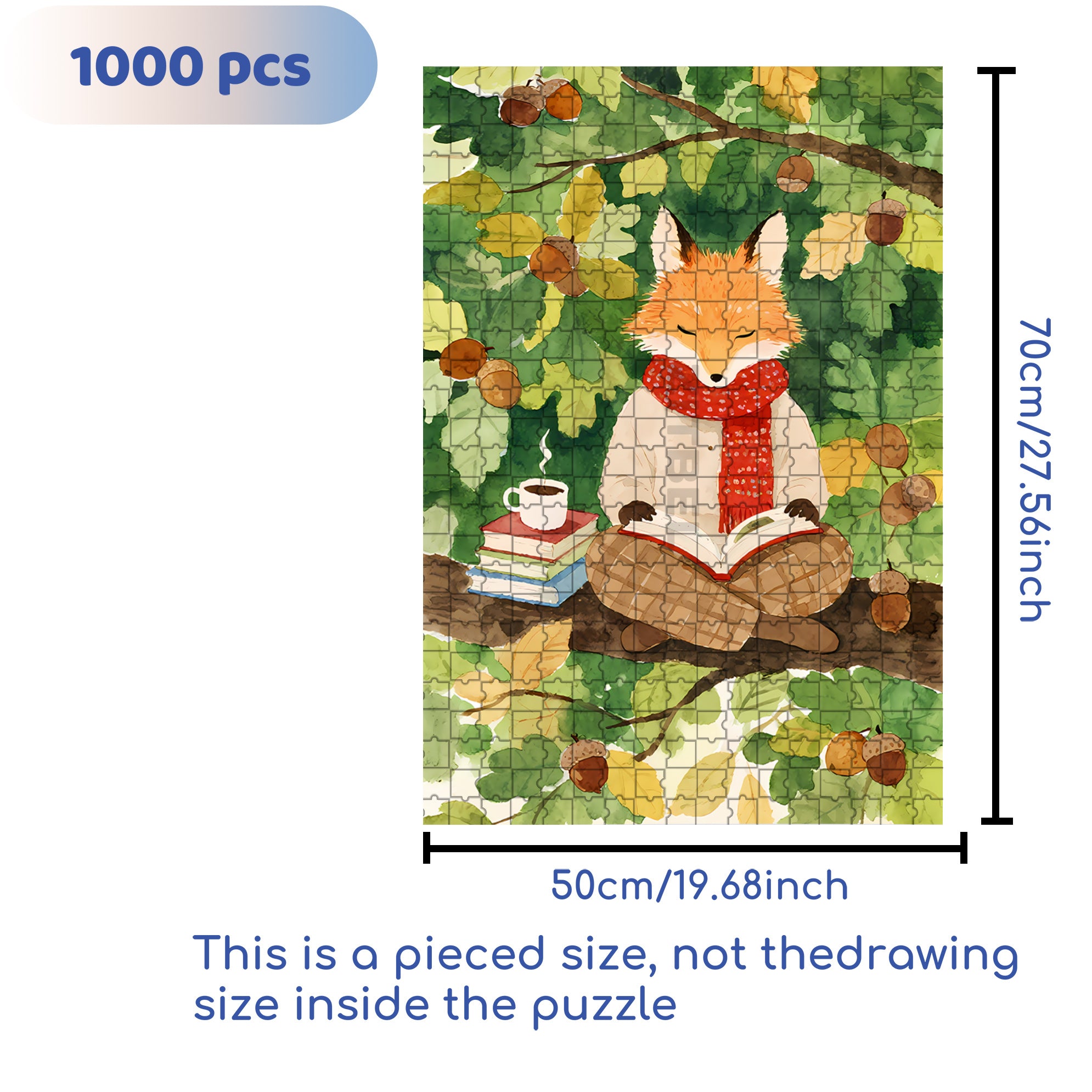 Fox In Meditation 500pcs/1000pcs Jigsaw Puzzle, Scratch-Resistant, Interactive Family Game & Brain-Boosting DIY Decor, Perfect for Halloween, Christmas & New Year Gifts, Family Puzzle Game