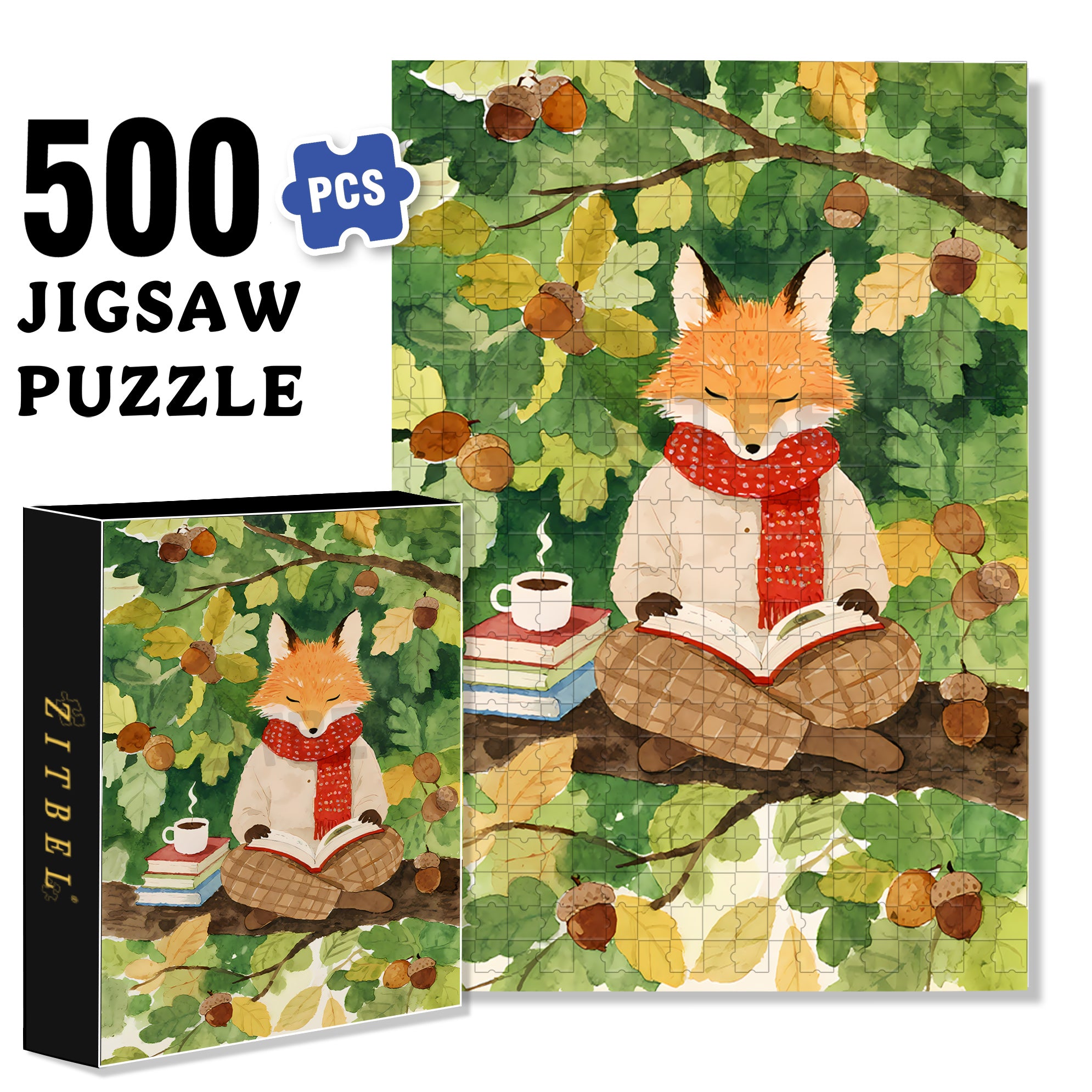 Fox In Meditation 500pcs/1000pcs Jigsaw Puzzle, Scratch-Resistant, Interactive Family Game & Brain-Boosting DIY Decor, Perfect for Halloween, Christmas & New Year Gifts, Family Puzzle Game