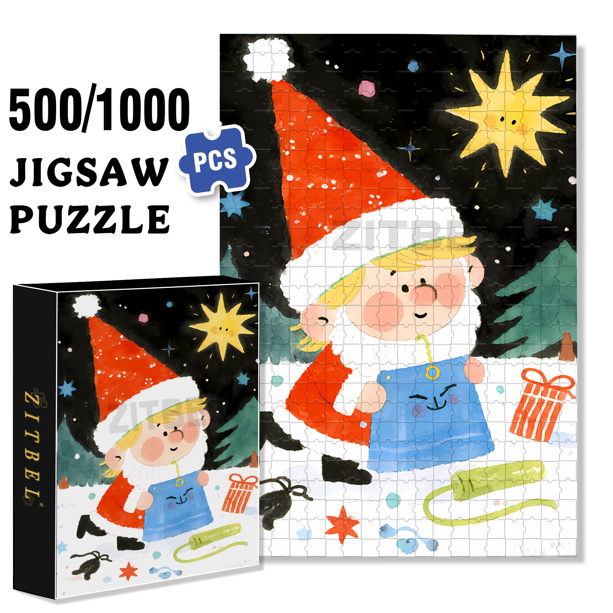 Funny Santa Claus 500pcs/1000pcs Jigsaw Puzzle, Scratch-Resistant, Interactive Family Game & Brain-Boosting DIY Decor, Perfect for Halloween, Christmas & New Year Gifts, Family Puzzle Game