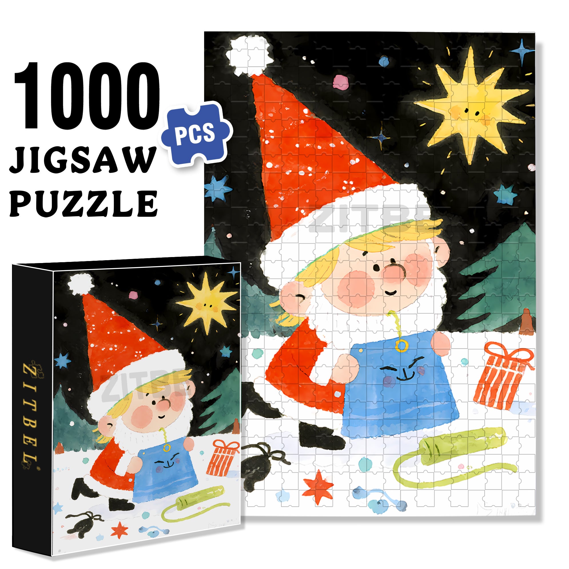Funny Santa Claus 500pcs/1000pcs Jigsaw Puzzle, Scratch-Resistant, Interactive Family Game & Brain-Boosting DIY Decor, Perfect for Halloween, Christmas & New Year Gifts, Family Puzzle Game