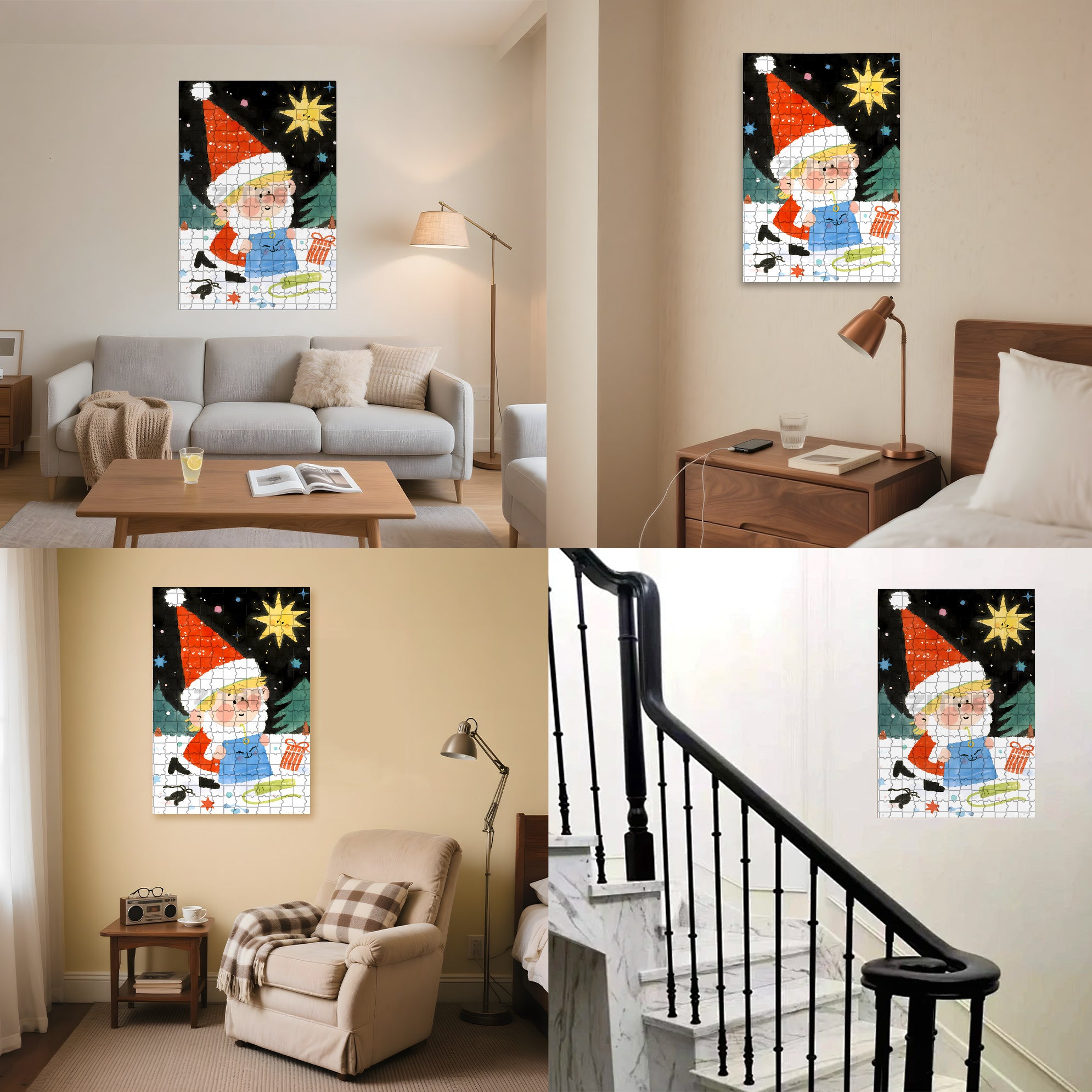 Funny Santa Claus 500pcs/1000pcs Jigsaw Puzzle, Scratch-Resistant, Interactive Family Game & Brain-Boosting DIY Decor, Perfect for Halloween, Christmas & New Year Gifts, Family Puzzle Game