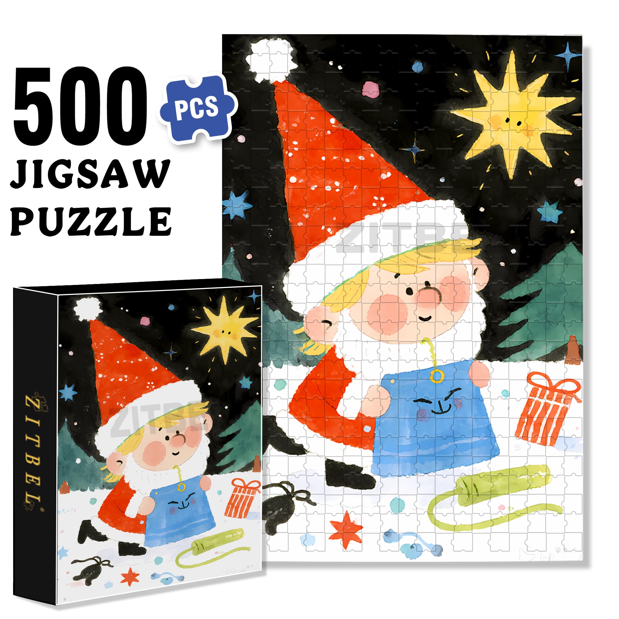 Funny Santa Claus 500pcs/1000pcs Jigsaw Puzzle, Scratch-Resistant, Interactive Family Game & Brain-Boosting DIY Decor, Perfect for Halloween, Christmas & New Year Gifts, Family Puzzle Game