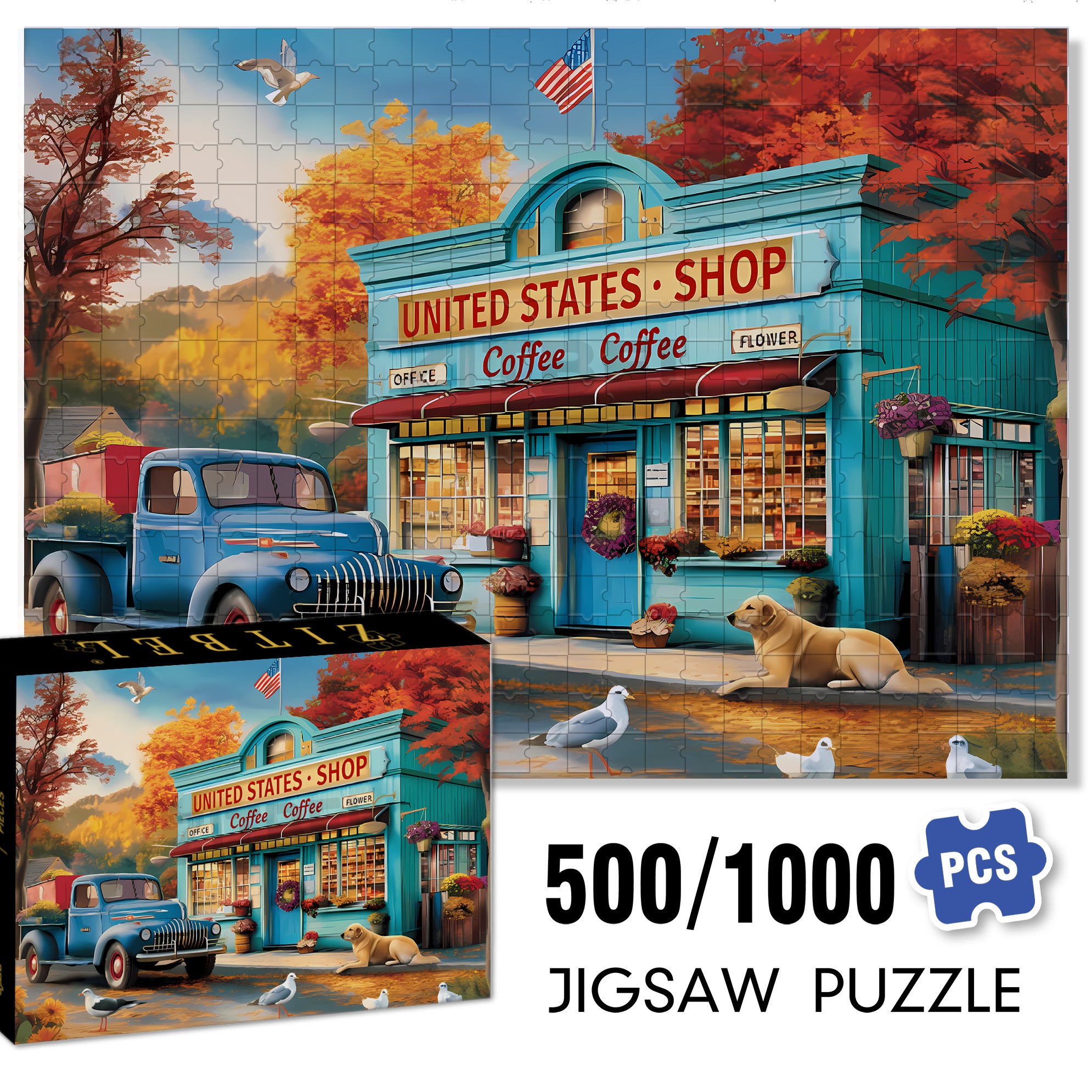 Garage 500pcs/1000pcs Jigsaw Puzzle, Scratch-Resistant, Interactive Family Game & Brain-Boosting DIY Decor, Perfect for Halloween, Christmas & New Year Gifts, Family Puzzle Game