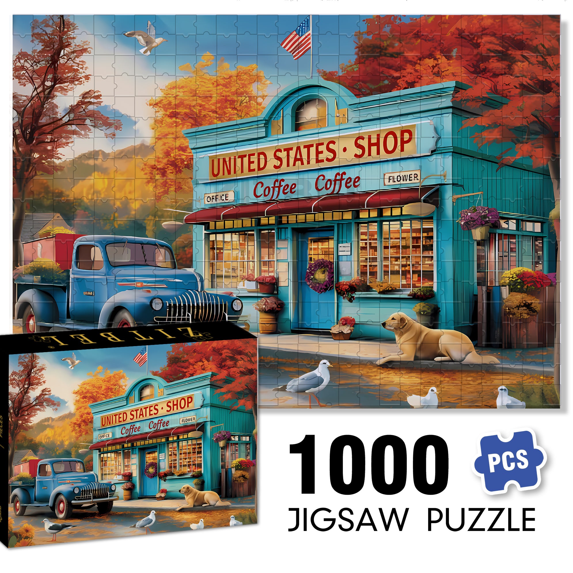 Garage 500pcs/1000pcs Jigsaw Puzzle, Scratch-Resistant, Interactive Family Game & Brain-Boosting DIY Decor, Perfect for Halloween, Christmas & New Year Gifts, Family Puzzle Game