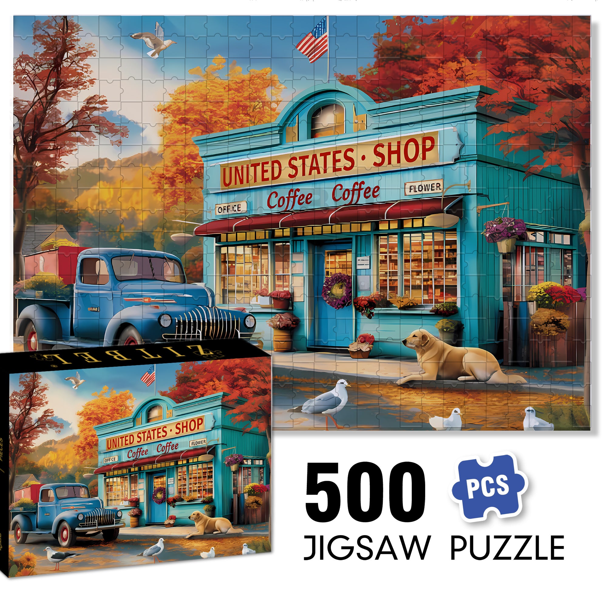 Garage 500pcs/1000pcs Jigsaw Puzzle, Scratch-Resistant, Interactive Family Game & Brain-Boosting DIY Decor, Perfect for Halloween, Christmas & New Year Gifts, Family Puzzle Game