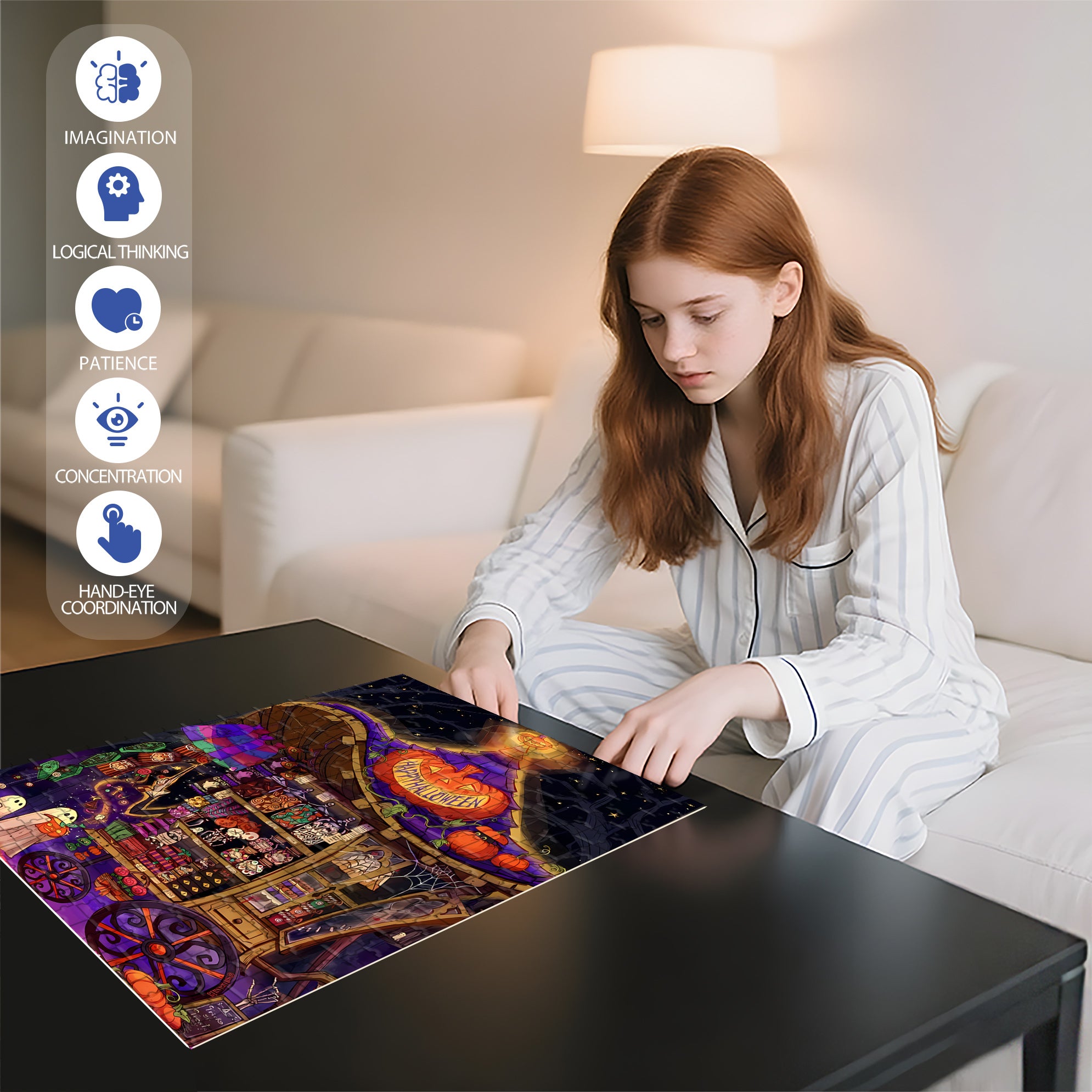 Ghosts Are On The Loose 500pcs/1000pcs Jigsaw Puzzle, Scratch-Resistant, Interactive Family Game & Brain-Boosting DIY Decor, Perfect for Halloween, Christmas & New Year Gifts, Family Puzzle Game