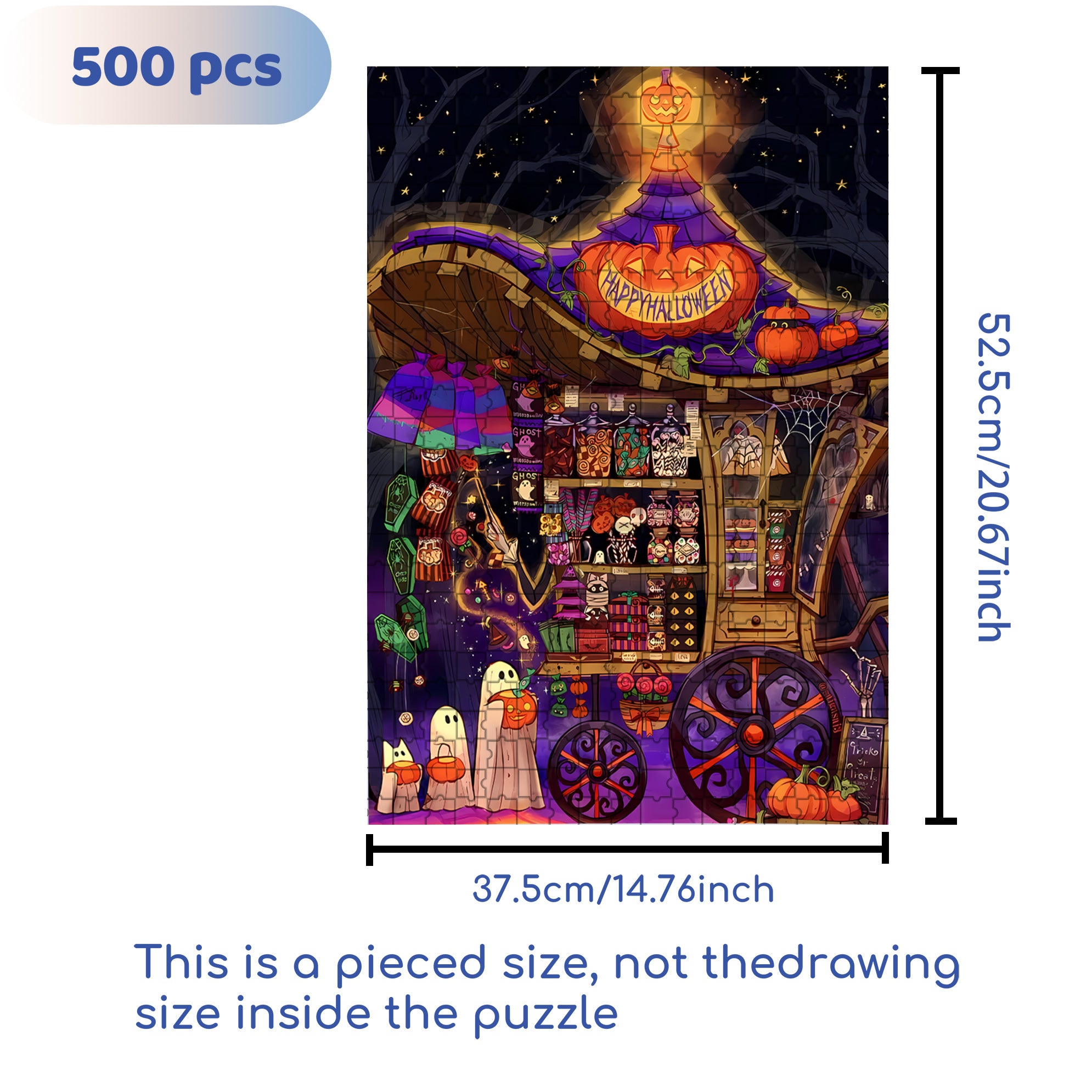 Ghosts Are On The Loose 500pcs/1000pcs Jigsaw Puzzle, Scratch-Resistant, Interactive Family Game & Brain-Boosting DIY Decor, Perfect for Halloween, Christmas & New Year Gifts, Family Puzzle Game