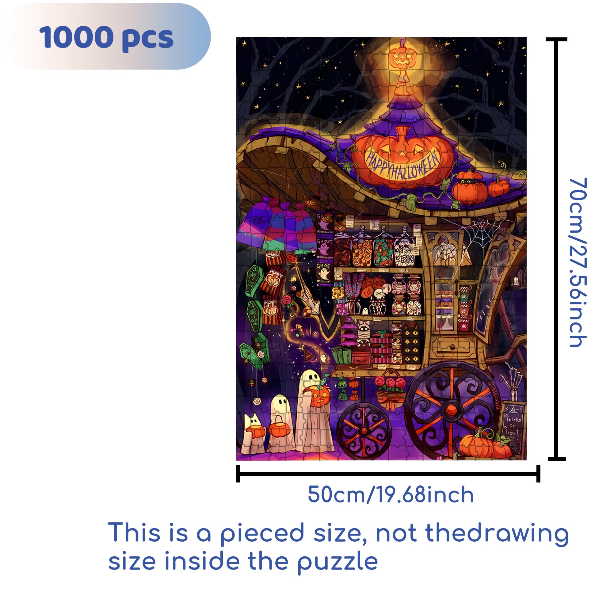 Ghosts Are On The Loose 500pcs/1000pcs Jigsaw Puzzle, Scratch-Resistant, Interactive Family Game & Brain-Boosting DIY Decor, Perfect for Halloween, Christmas & New Year Gifts, Family Puzzle Game