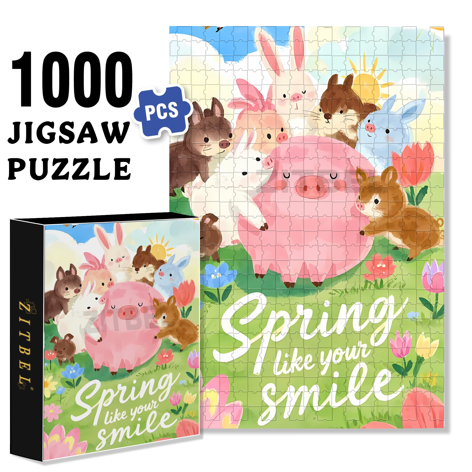 Happy Farm 500pcs/1000pcs Jigsaw Puzzle, Scratch-Resistant, Interactive Family Game & Brain-Boosting DIY Decor, Perfect for Halloween, Christmas & New Year Gifts, Family Puzzle Game