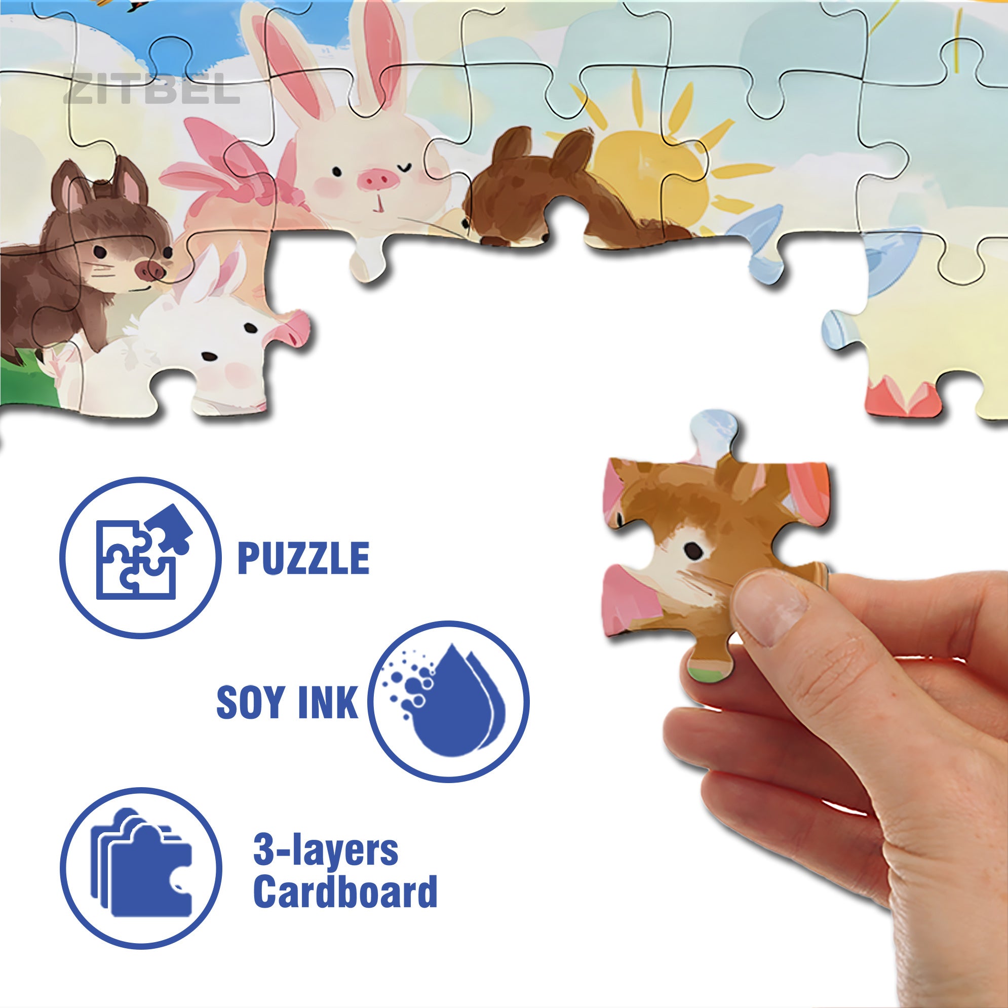 Happy Farm 500pcs/1000pcs Jigsaw Puzzle, Scratch-Resistant, Interactive Family Game & Brain-Boosting DIY Decor, Perfect for Halloween, Christmas & New Year Gifts, Family Puzzle Game